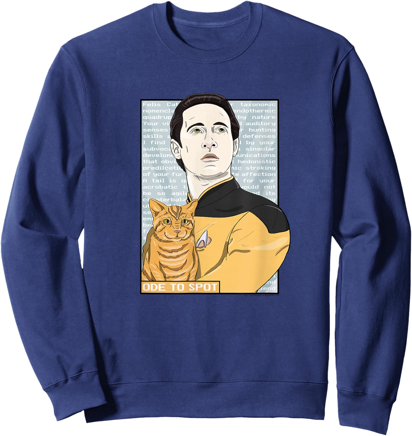 Star Trek: The Next Generation Data Ode to Spot Portrait Sweatshirt - Sweatshirt | Navy