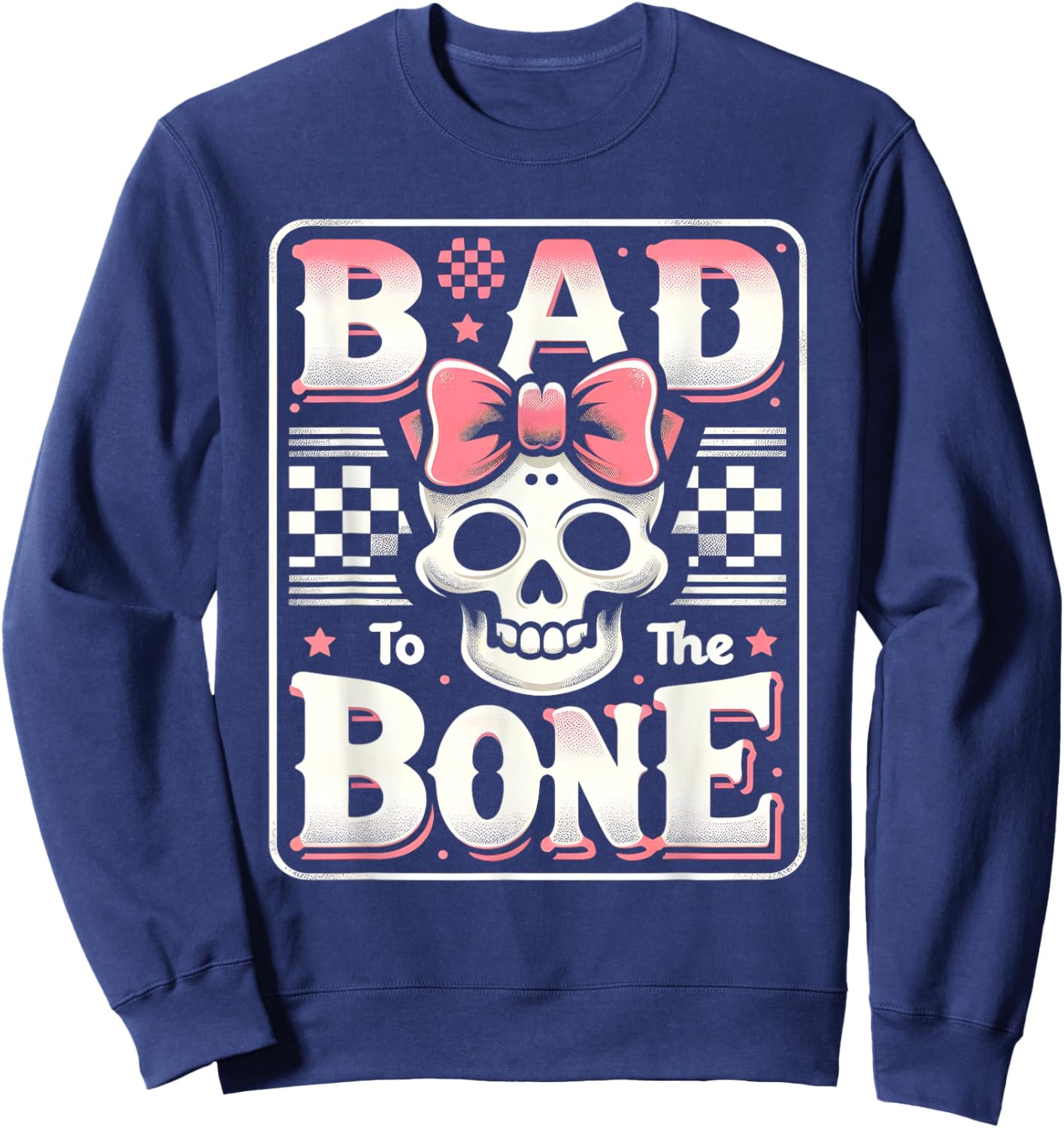 Bad To The Bone Skeleton Halloween TWO Birthday Toddler Kids Sweatshirt - Sweatshirt | Navy