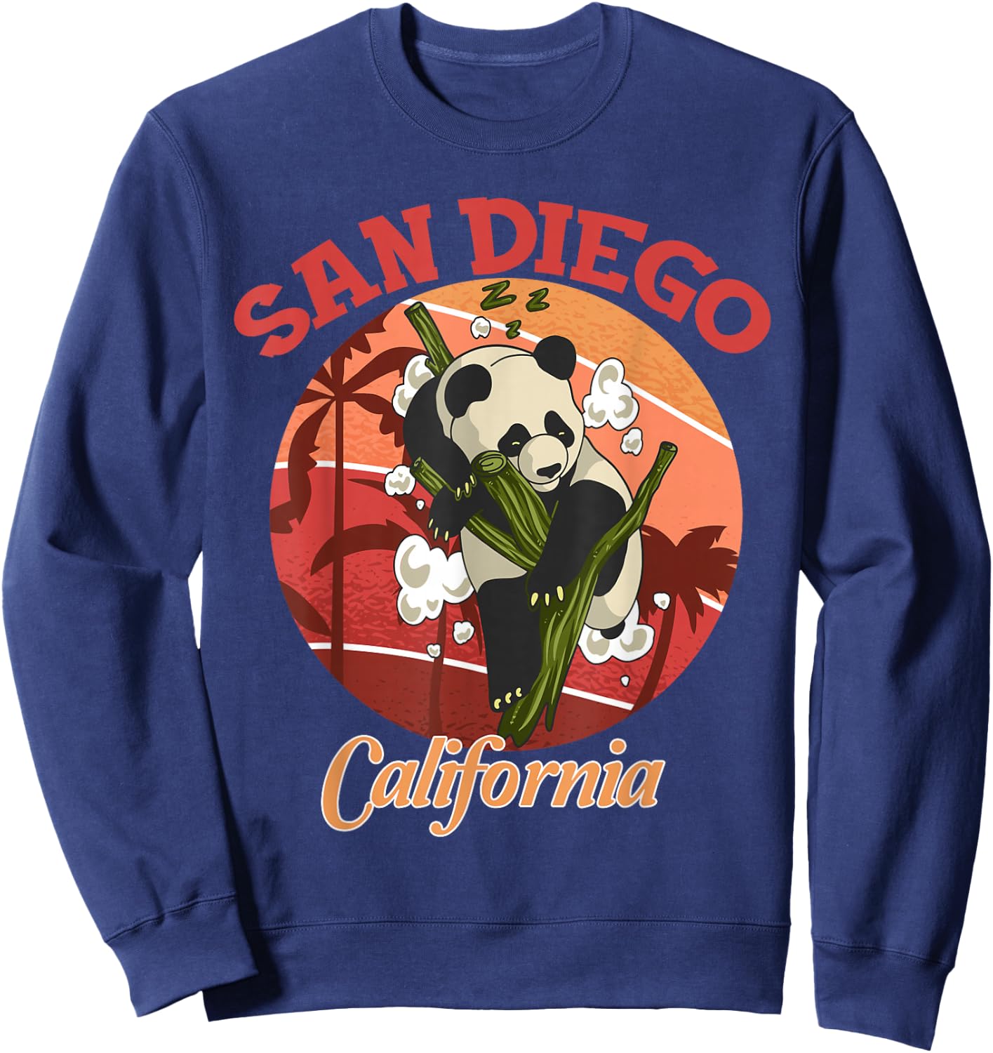 Cute California State San Diego Retro Panda Zoo Sweatshirt - Sweatshirt | Navy
