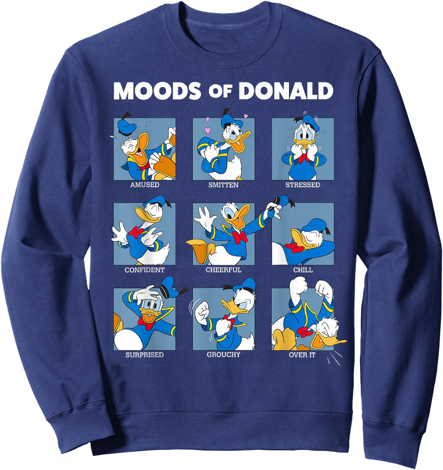 Disney Mickey And Friends Moods Of Donald Duck Short Sleeve Sweatshirt - Sweatshirt | Navy