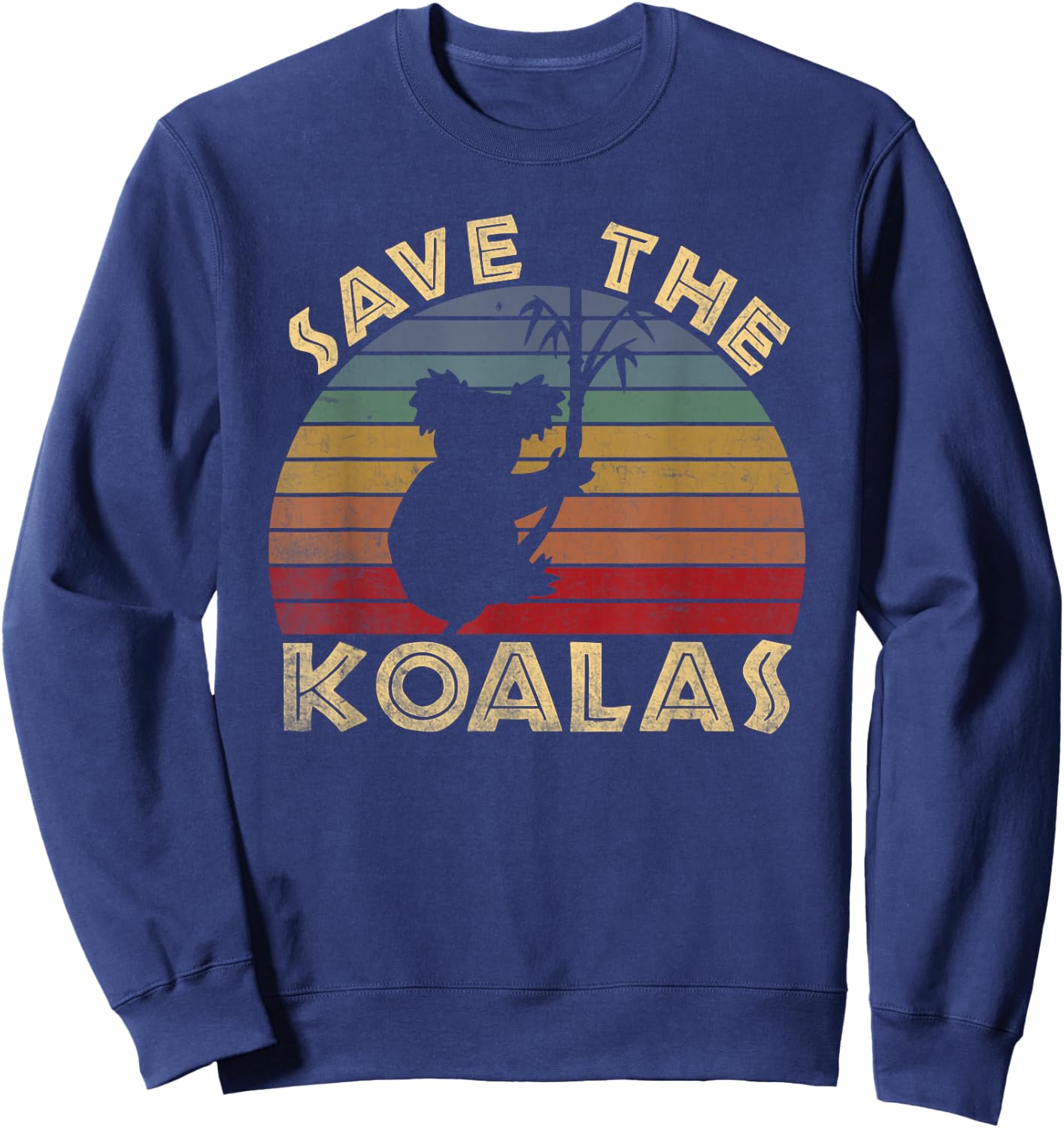 Save the Koalas Vintage Retro Sunset - Koala Lovers Gift Sweatshirt - Sweatshirt | Navy