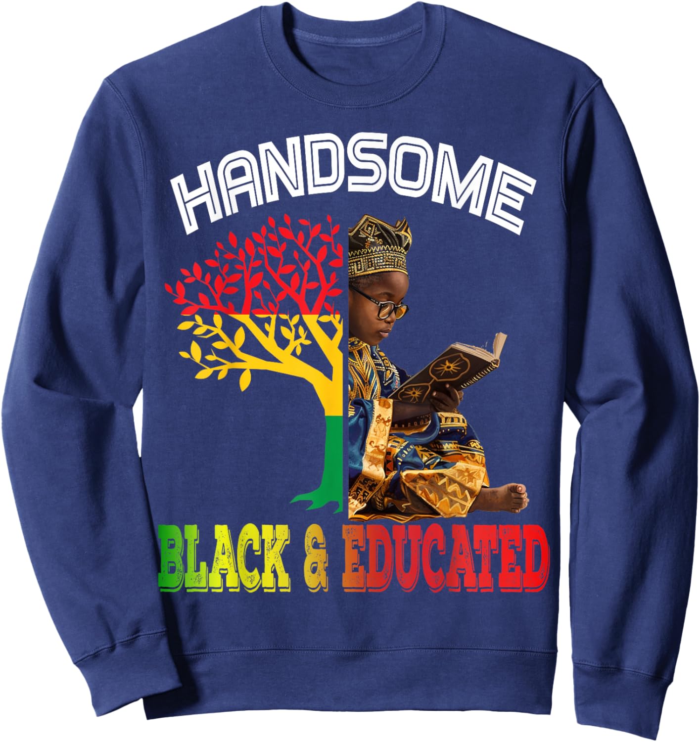Handsome Black Educated African Black History African Kids Sweatshirt - Sweatshirt | Navy