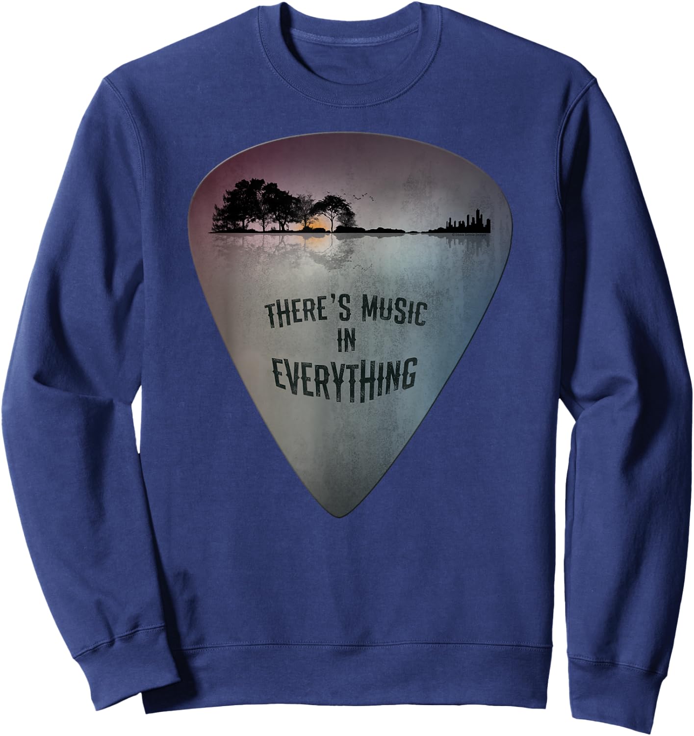 Guitar Pick Distressed Lake Reflections Guitar Lover Sweatshirt - Sweatshirt | Navy