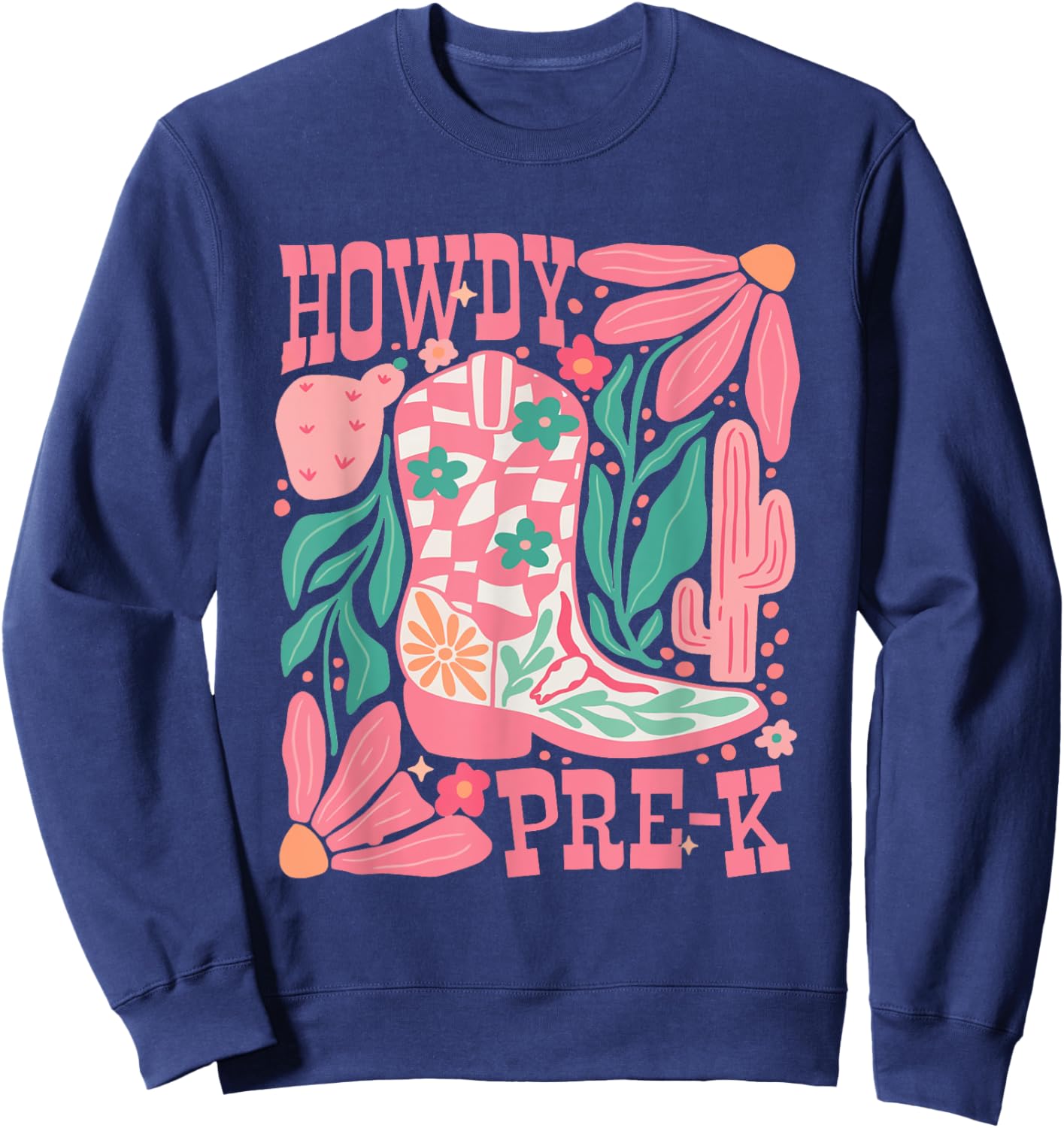 Howdy Prek Teacher Western Pre-K Grade Team Cowboy Cowgirl Sweatshirt - Sweatshirt | Navy