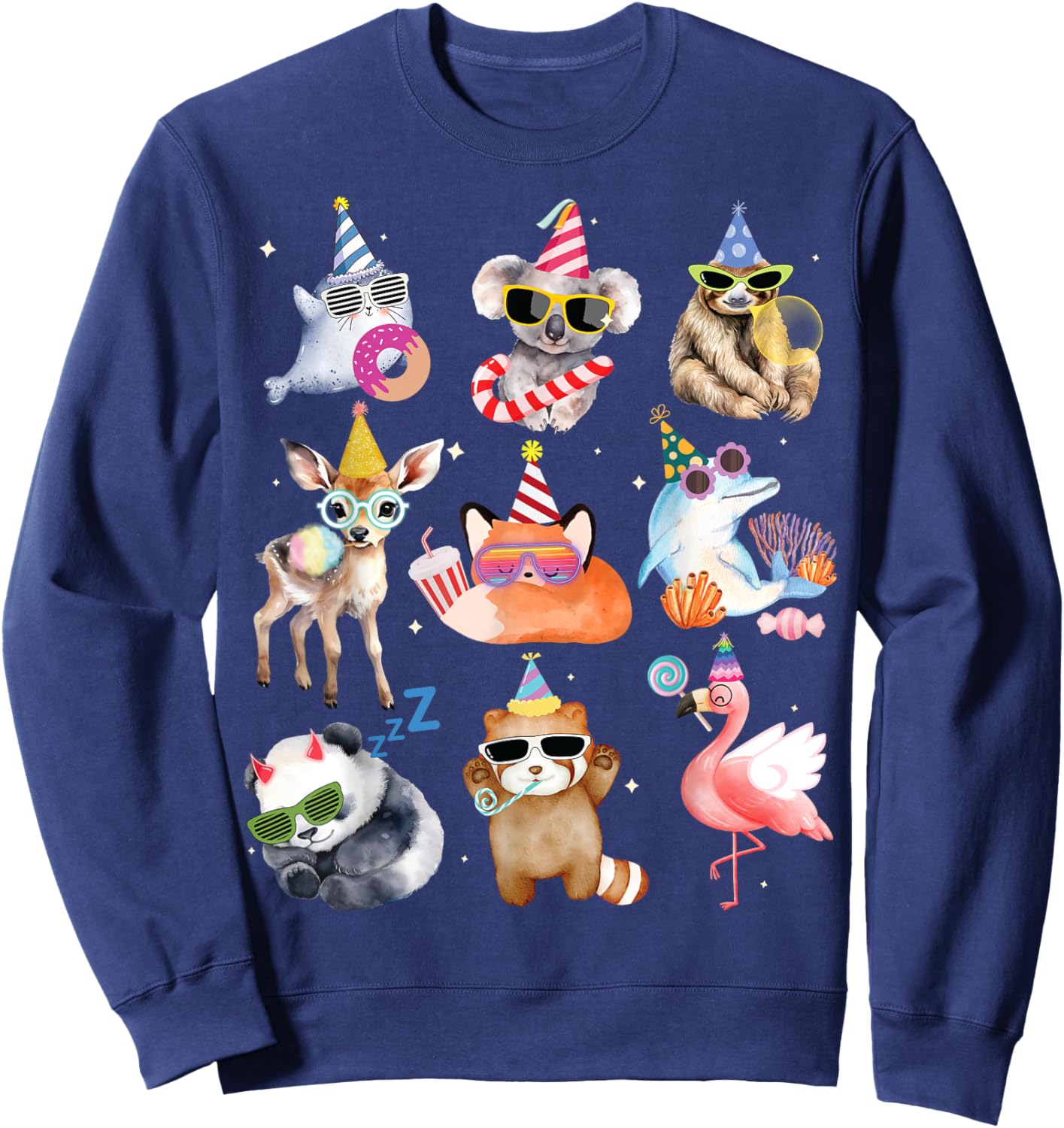 Men Women and Kids Animals Wildlife Zoo Day Birthday Parties Sweatshirt - Sweatshirt | Navy