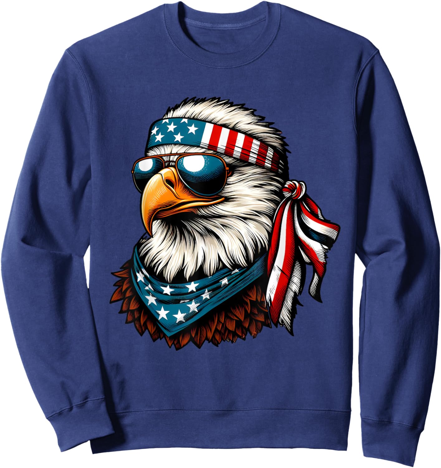 Eagle Mullet Patriotic 4th of July Patriot USA American Flag Sweatshirt - Sweatshirt | Navy