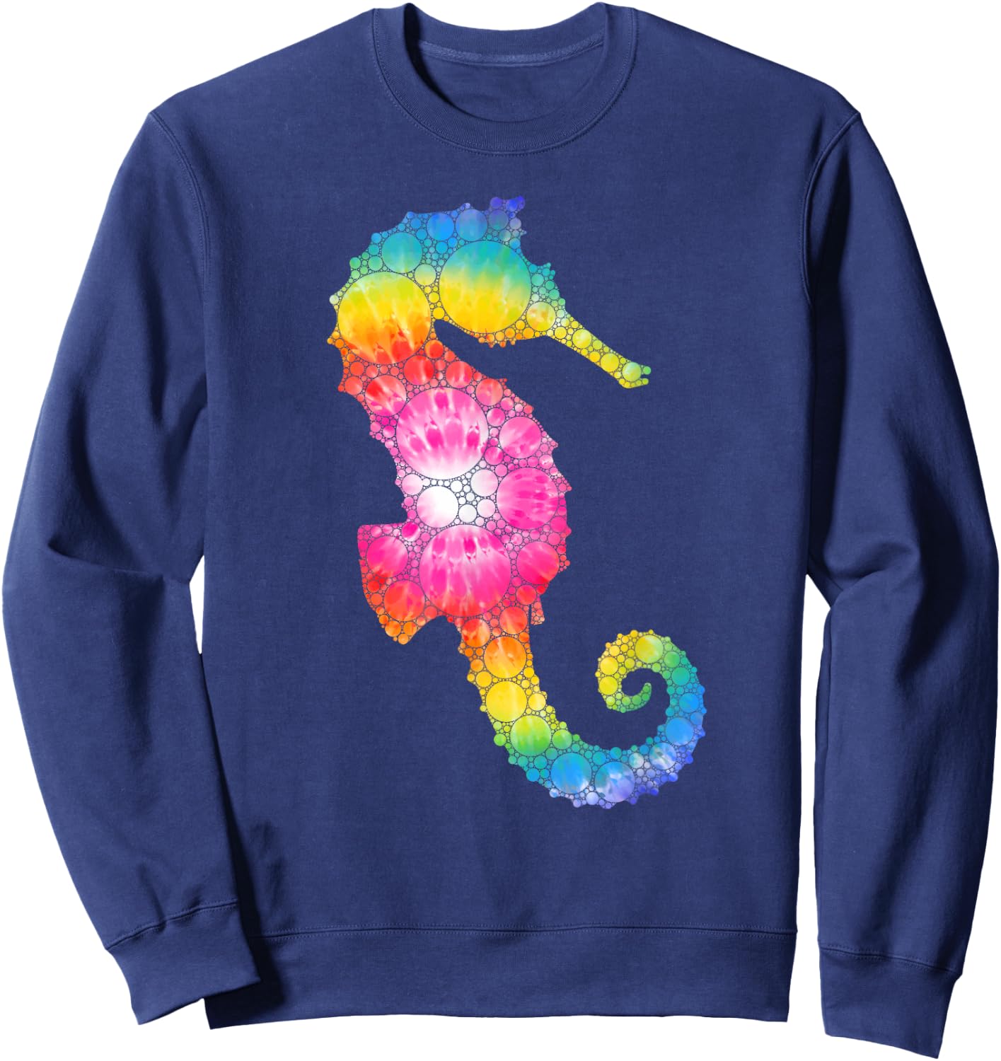 Colorful Polka Dot Tie Dye Seahorse International Dot Day Sweatshirt - Sweatshirt | Navy