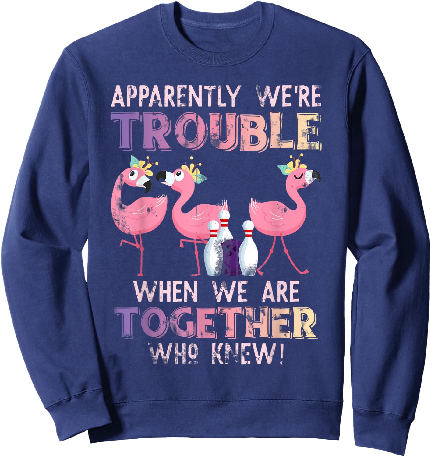 Funny Bowling Flamingo Sweatshirt - Sweatshirt | Navy