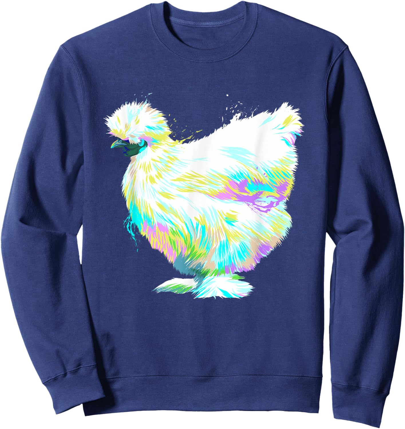 Colorful Splash Silkie Chicken Sweatshirt - Sweatshirt | Navy