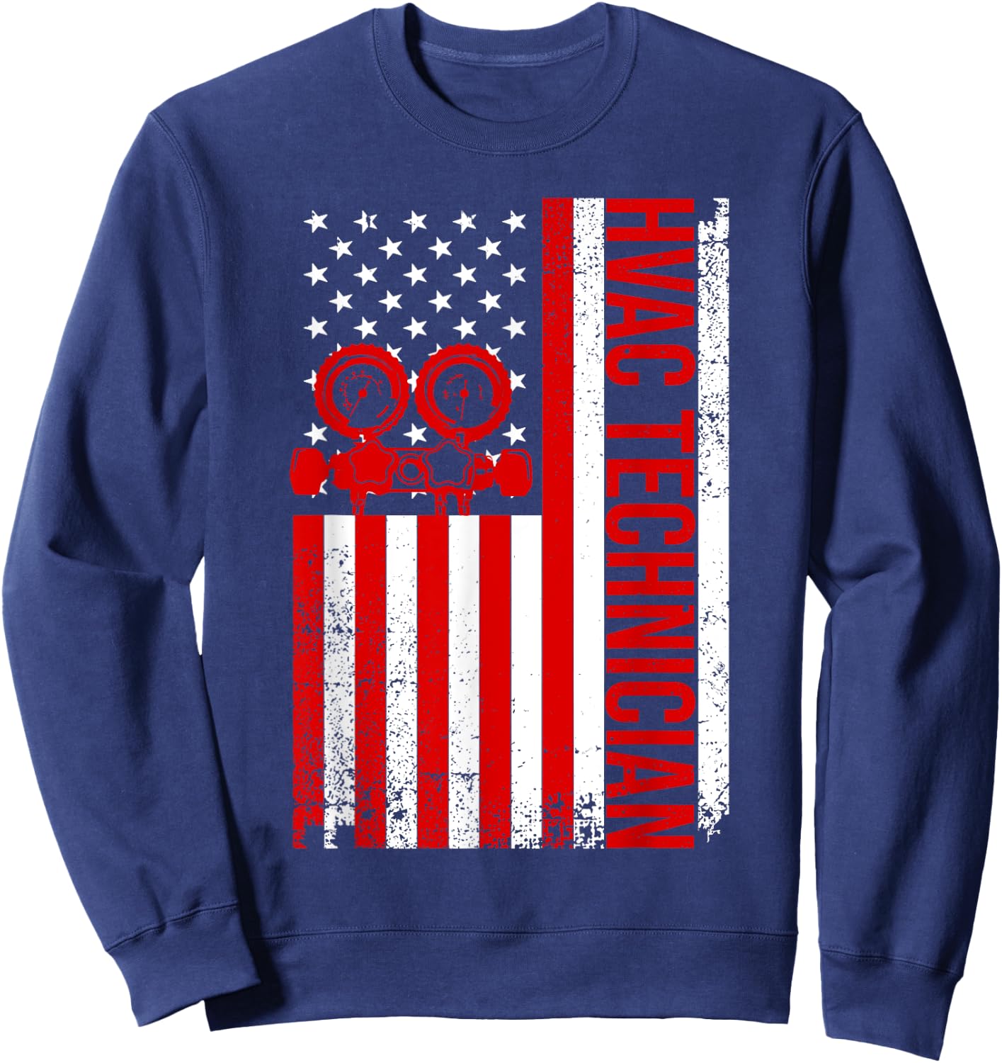 US HVAC Technician Gift USA Repairman Men Fourth Of July Sweatshirt - Sweatshirt | Navy