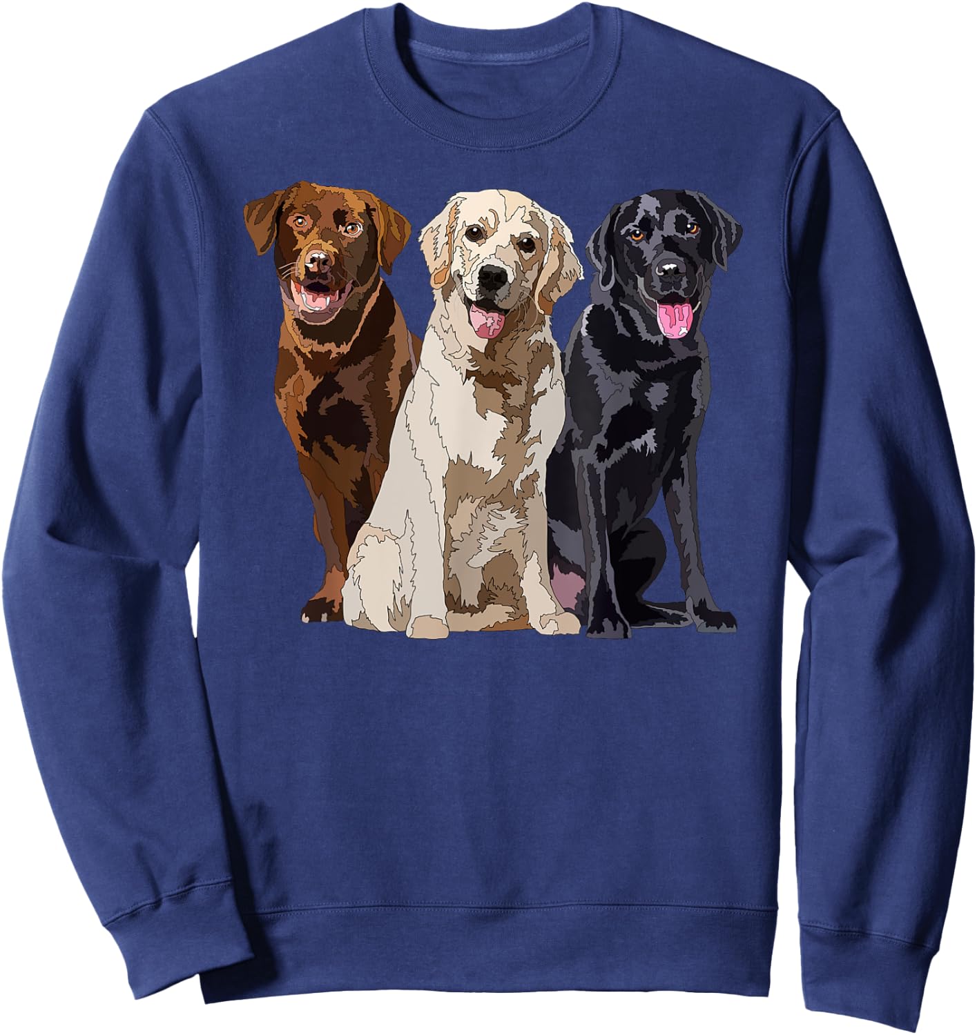 Happy Labrador Retriever Golden Black Brown Chocolate Lab Sweatshirt - Sweatshirt | Navy
