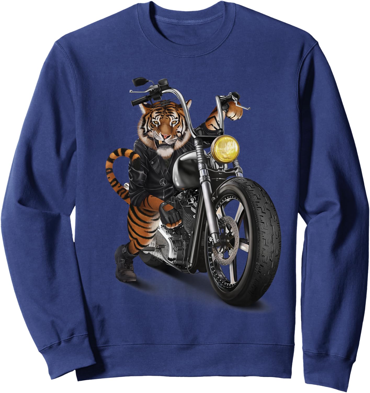 Fox Republic Design -Adults & Kids Tiger Print - Black, Small Sweatshirt - Sweatshirt | Navy