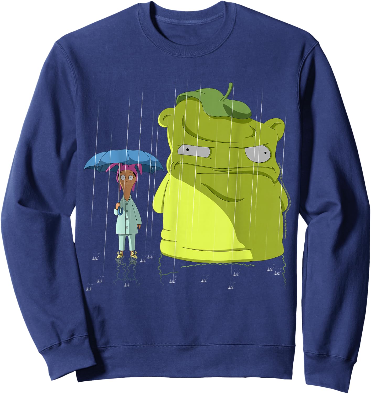 Bob's Burgers Louise & Kuchi Kopi Rain Portrait Sweatshirt - Sweatshirt | Navy