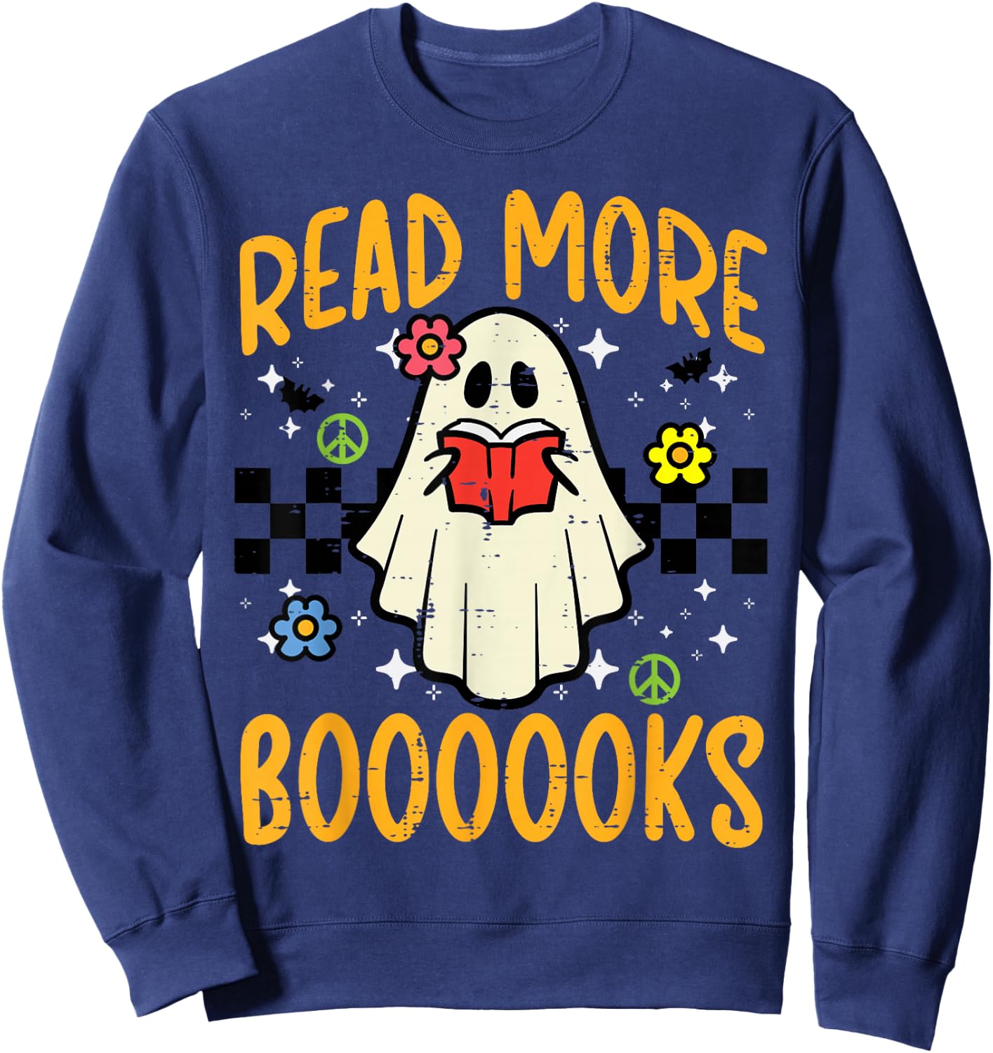 Halloween Read More Books Retro Costume Teacher Women Girls Sweatshirt - Sweatshirt | Navy