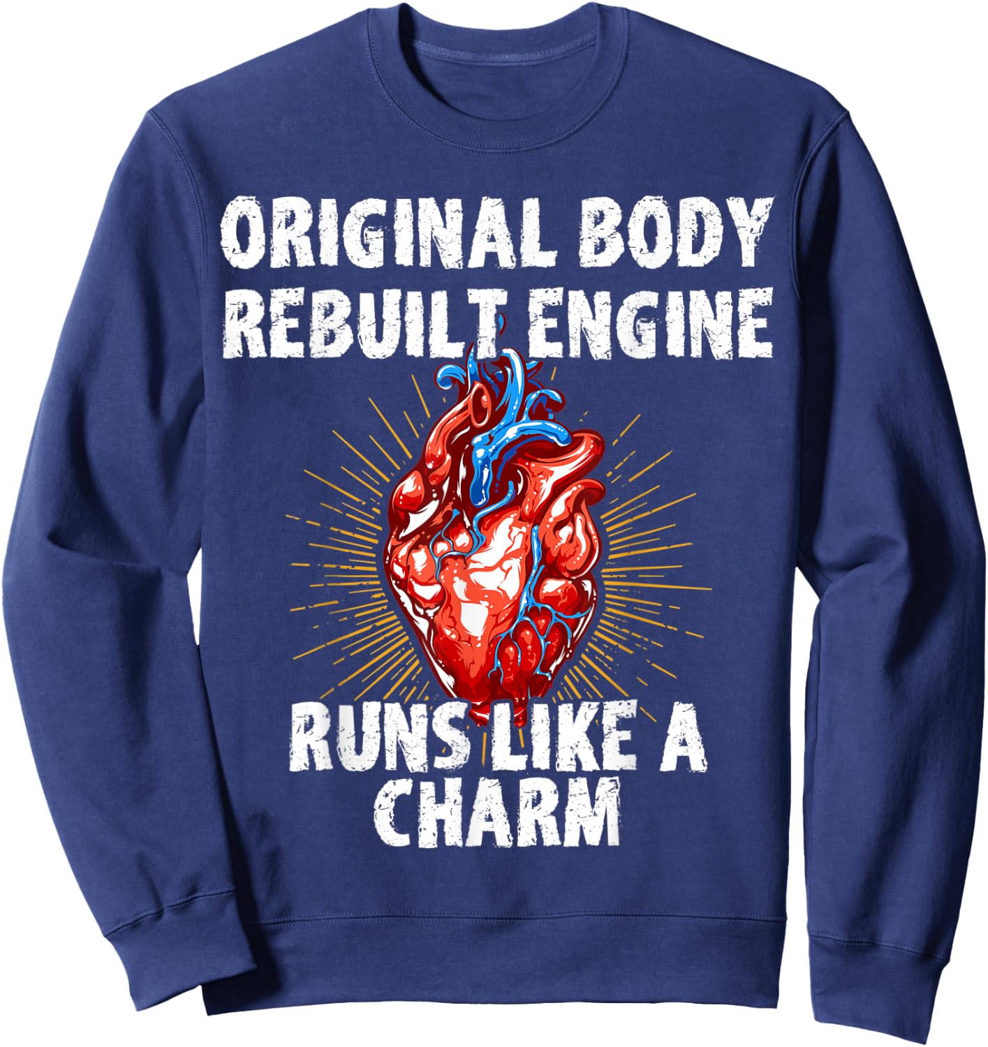 Original Body Rebuilt Engine Runs Like A Charm Vintage Sweatshirt - Sweatshirt | Navy