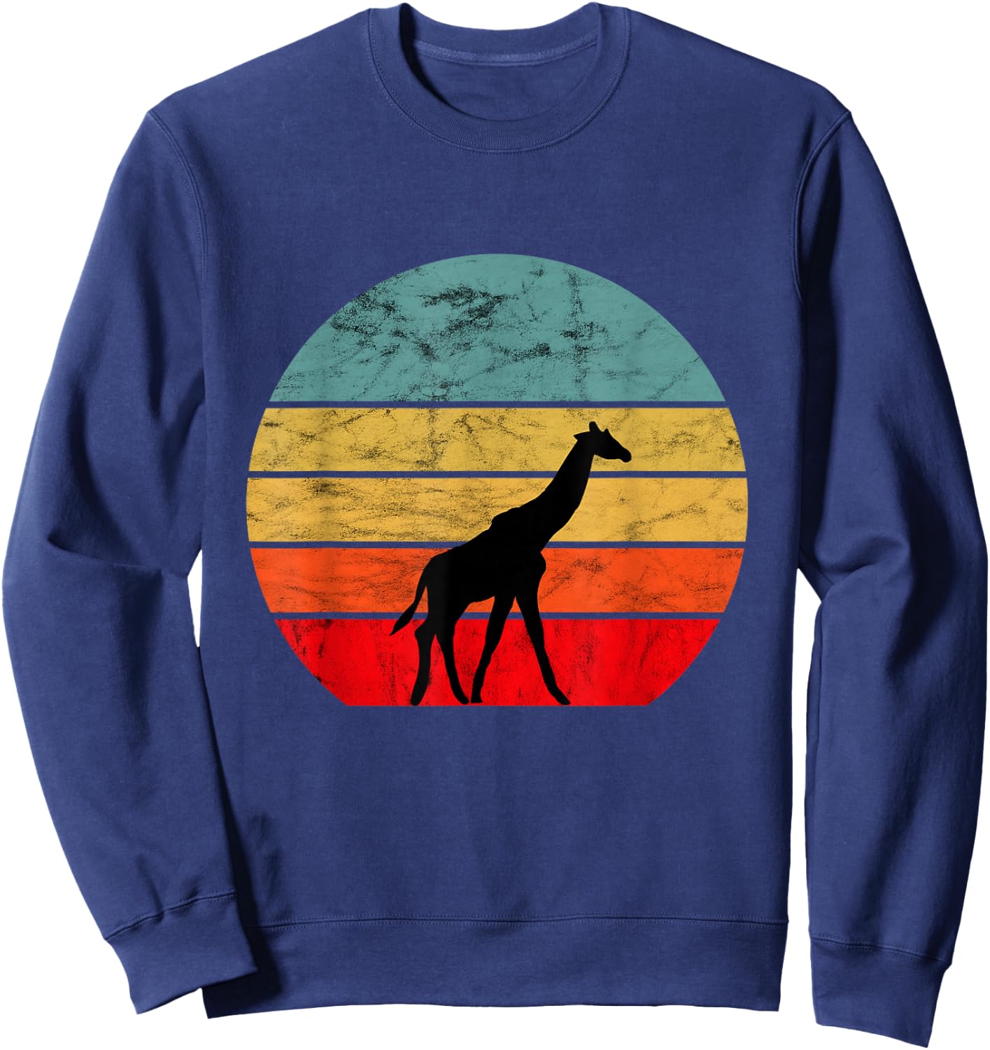 Giraffe Retro Vintage Sunset African Animals Sweatshirt - Sweatshirt | Navy