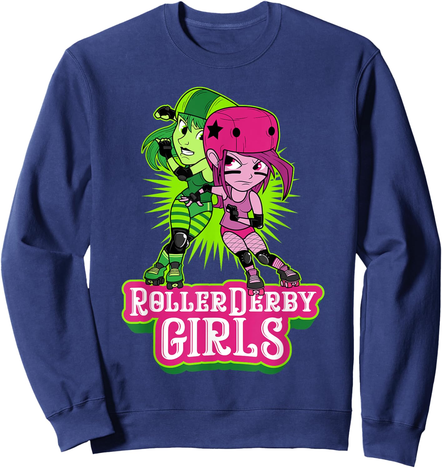 Roller Derby Girls Funny Jammer Skates Player Sweatshirt - Sweatshirt | Navy