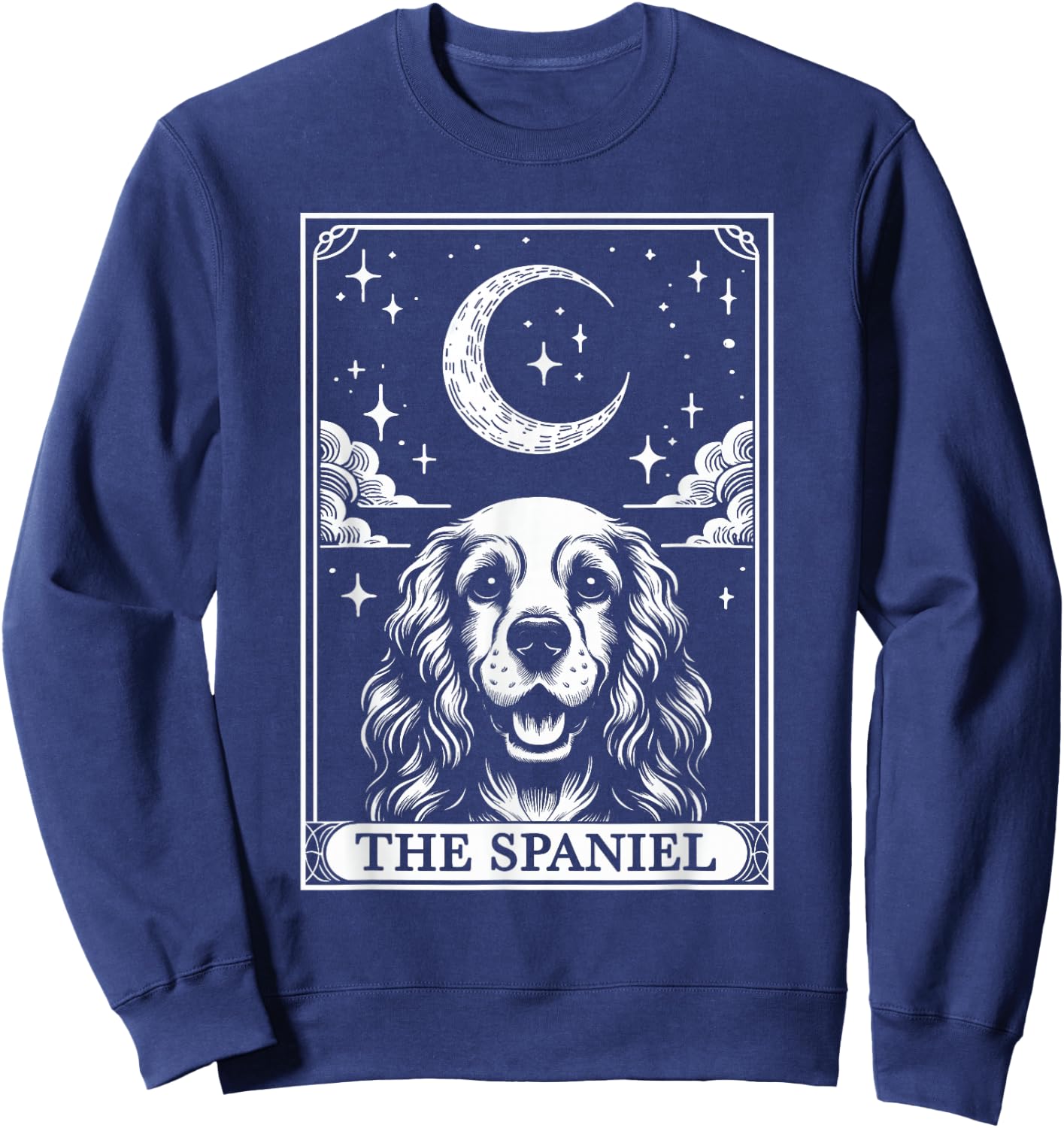 Tarot Card Vintage Crescent Moon American Cocker Spaniel Sweatshirt - Sweatshirt | Navy