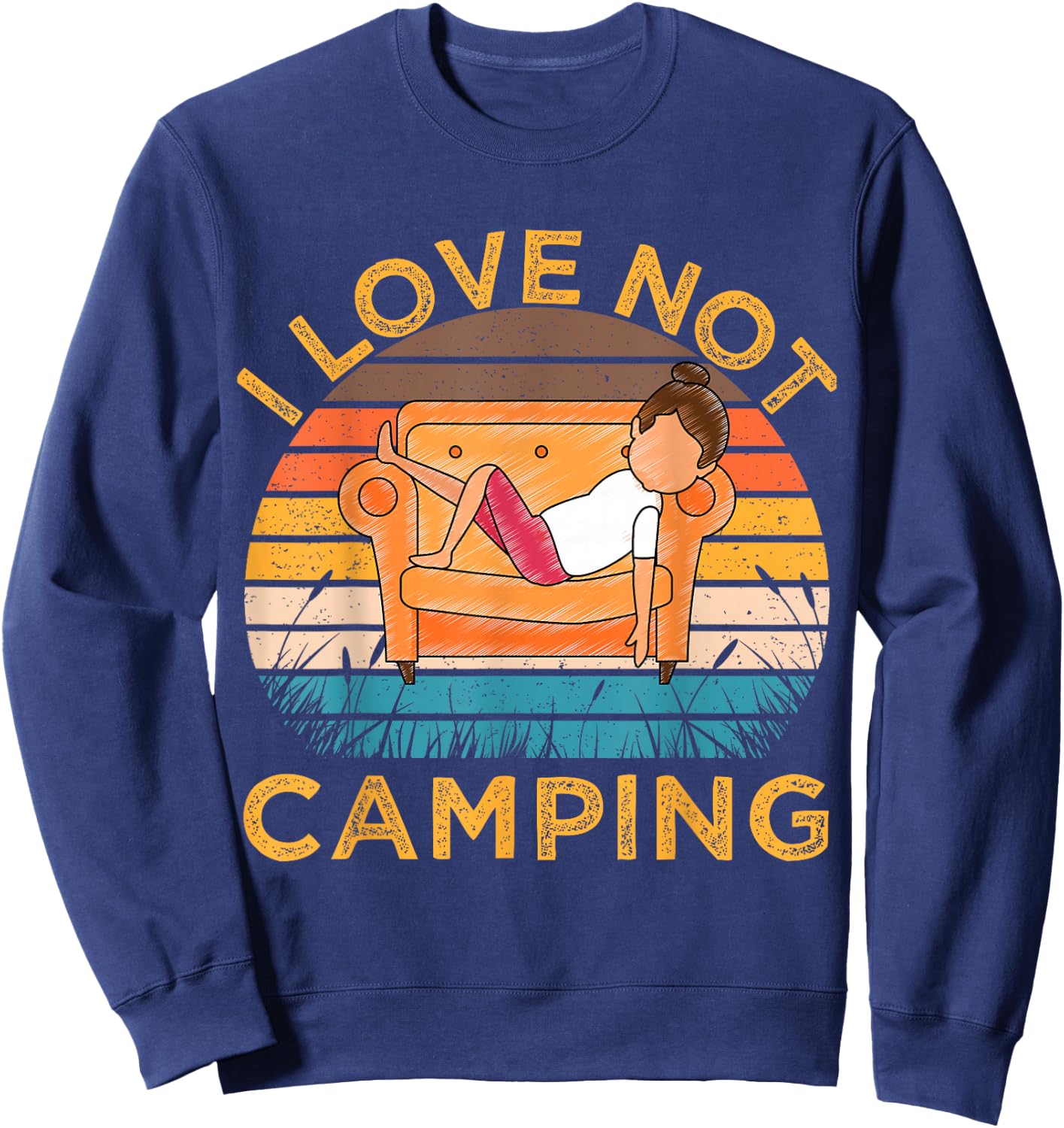 Indoorsy Girls I Love Not Camping Vintage Homebody Mom Girl Sweatshirt - Sweatshirt | Navy