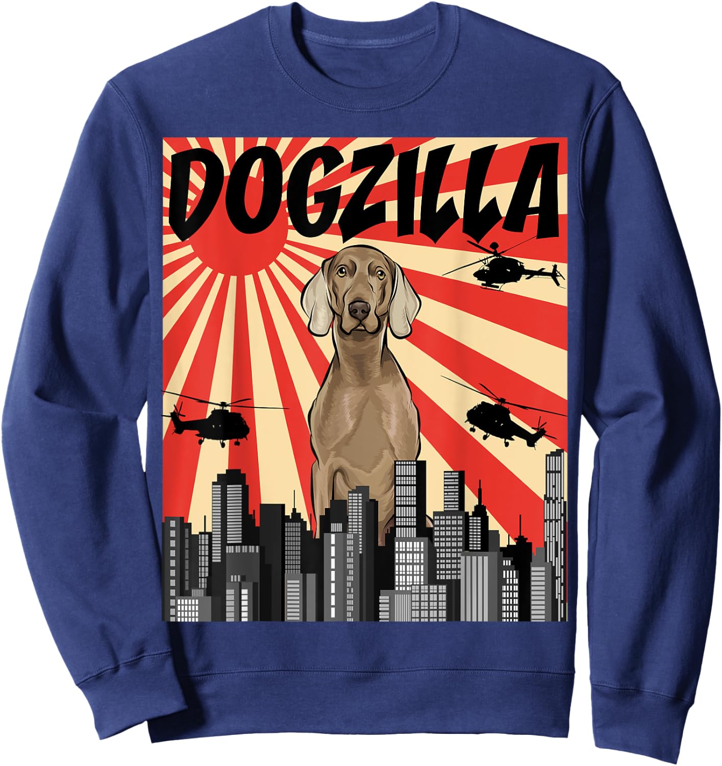 Funny Retro Japanese Dogzilla Weimaraner Sweatshirt - Sweatshirt | Navy