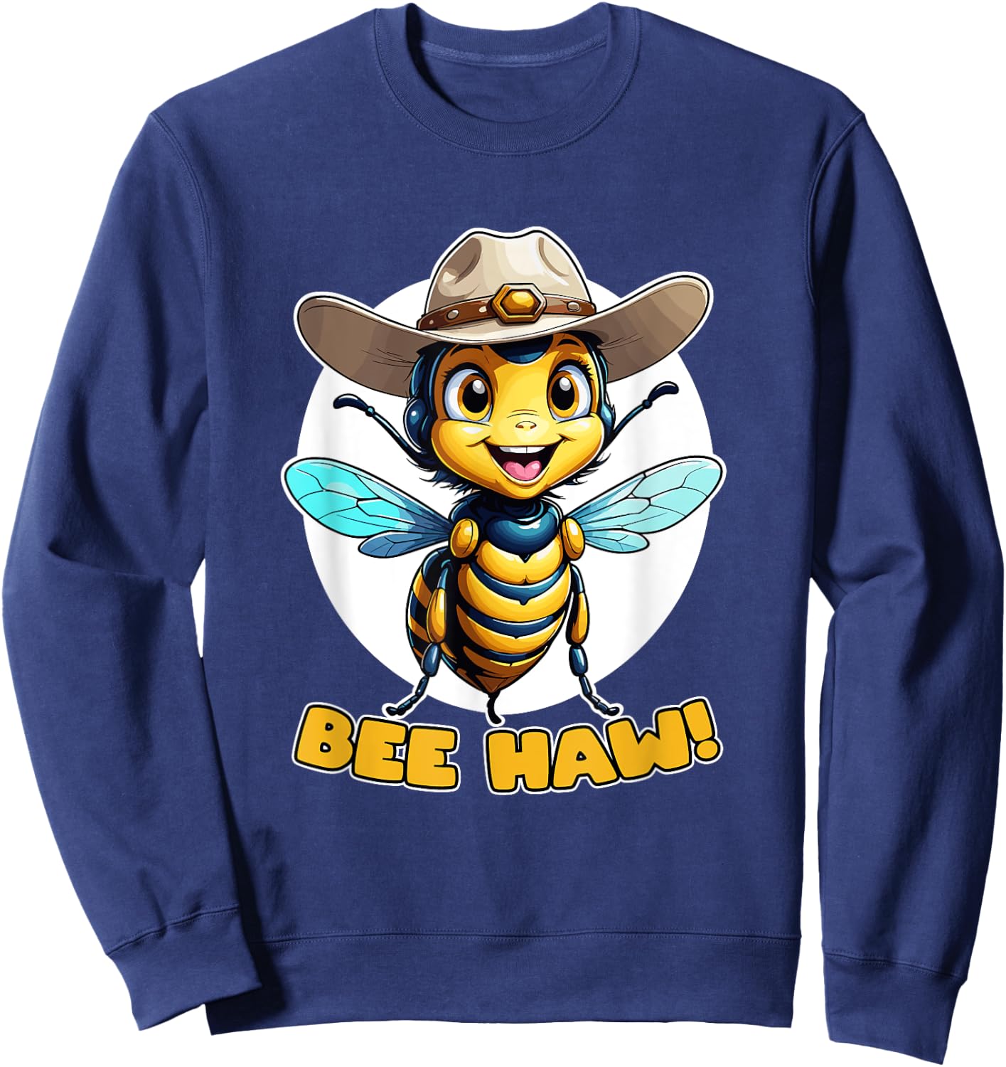 Funny Bee Haw Bumblebee Girl Cowboy Hat Sweatshirt - Sweatshirt | Navy