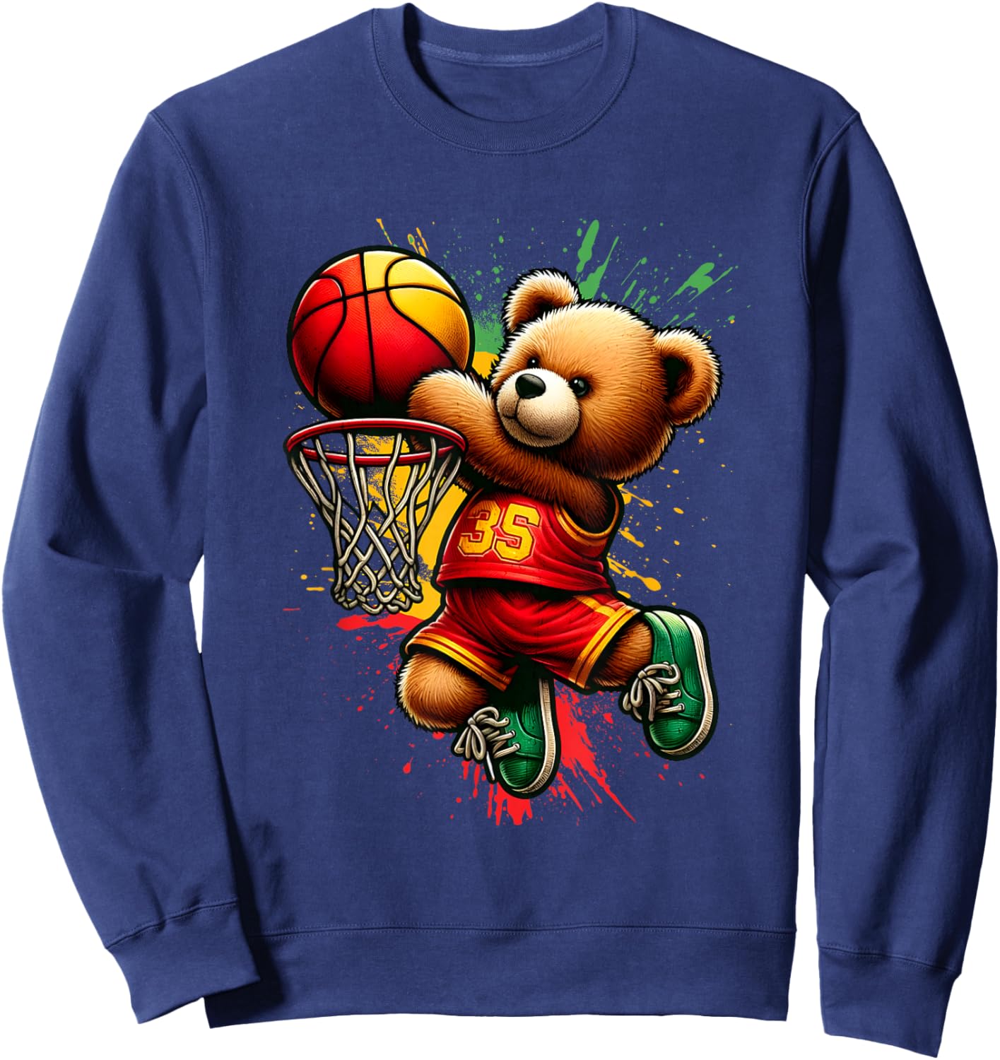 Black King Dunking Basketball Black history Teddy Bear 1865 Sweatshirt - Sweatshirt | Navy