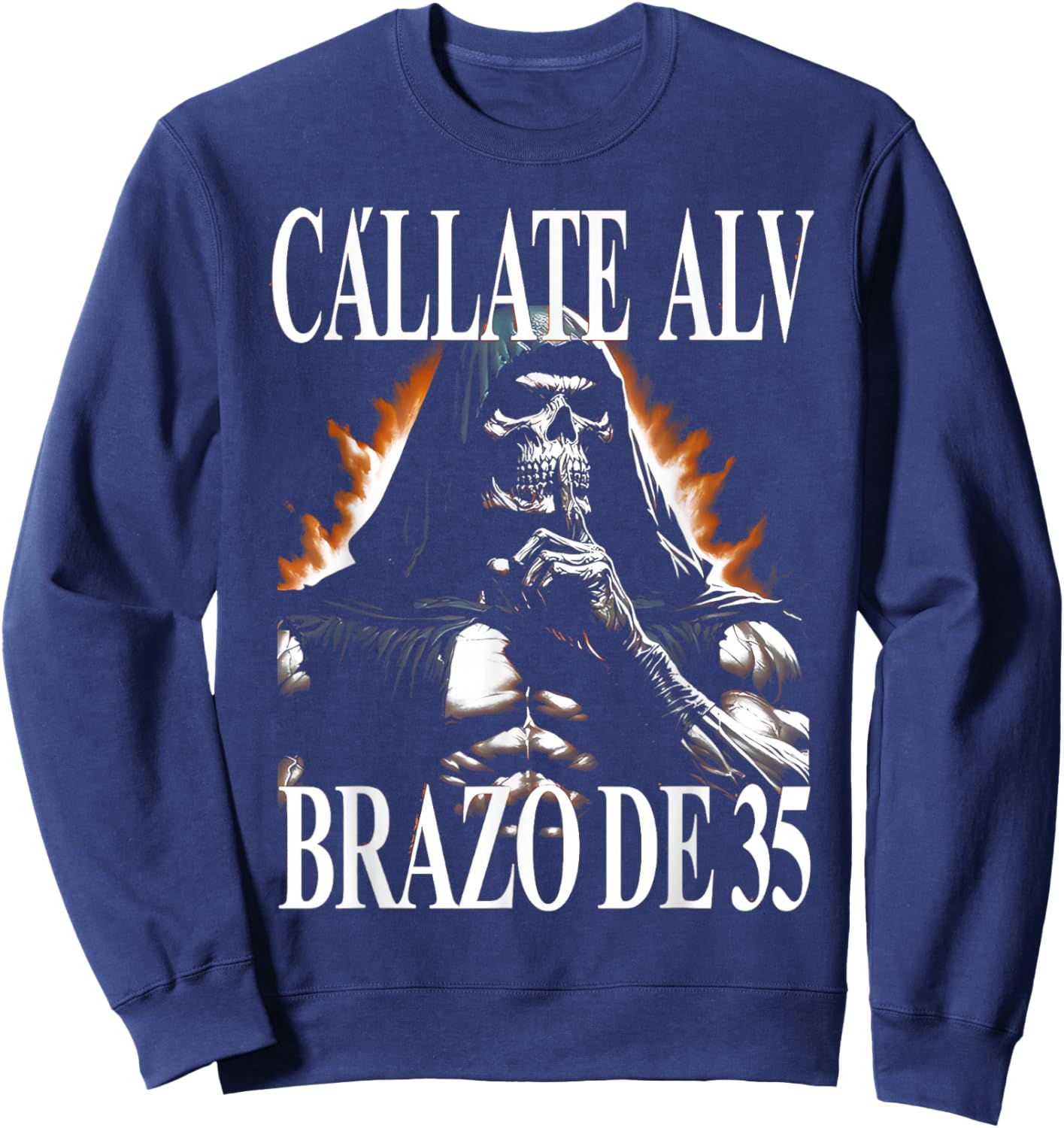 Calacas Chidas Gym Funny Mexican Skeleton Latinx Humor Meme Sweatshirt - Sweatshirt | Navy