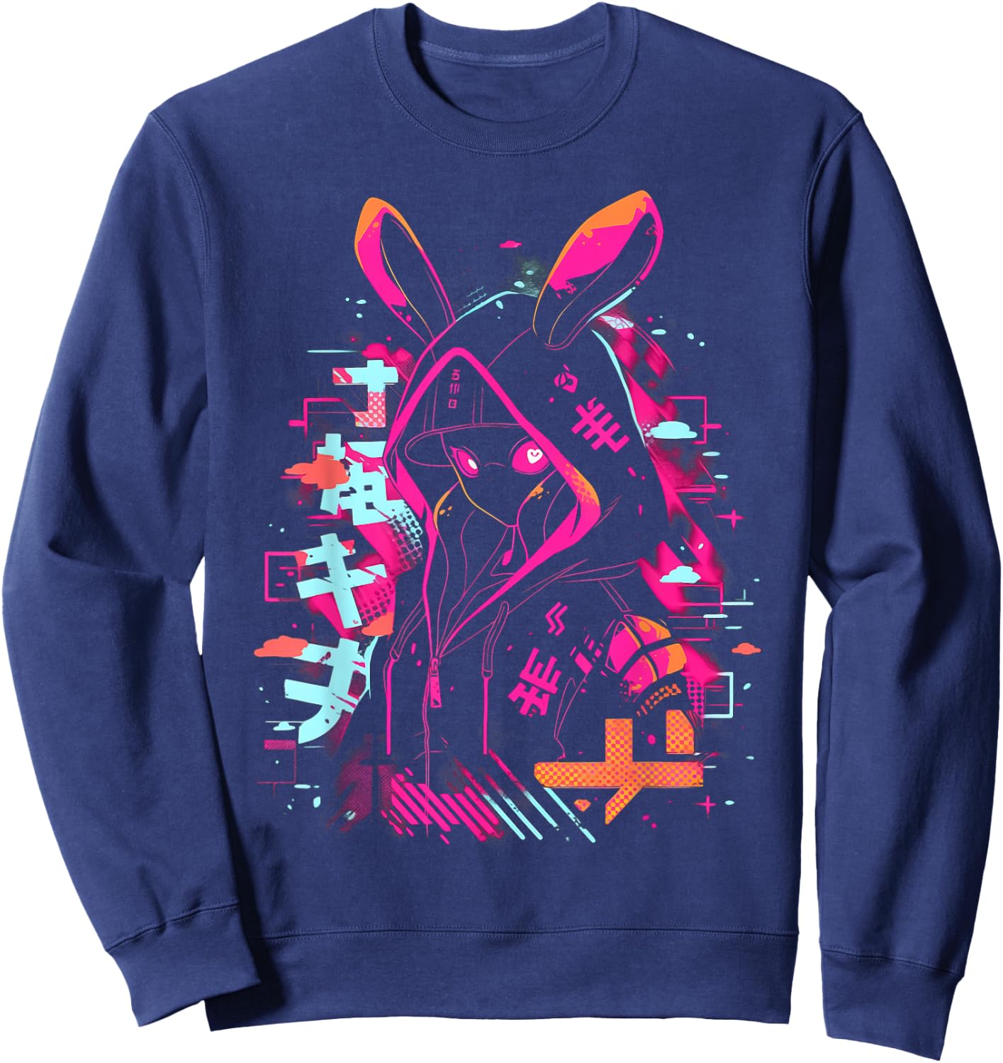 Anime Manga Cyberpunk Aesthetic Techwear Harajuku Sweatshirt - Sweatshirt | Navy