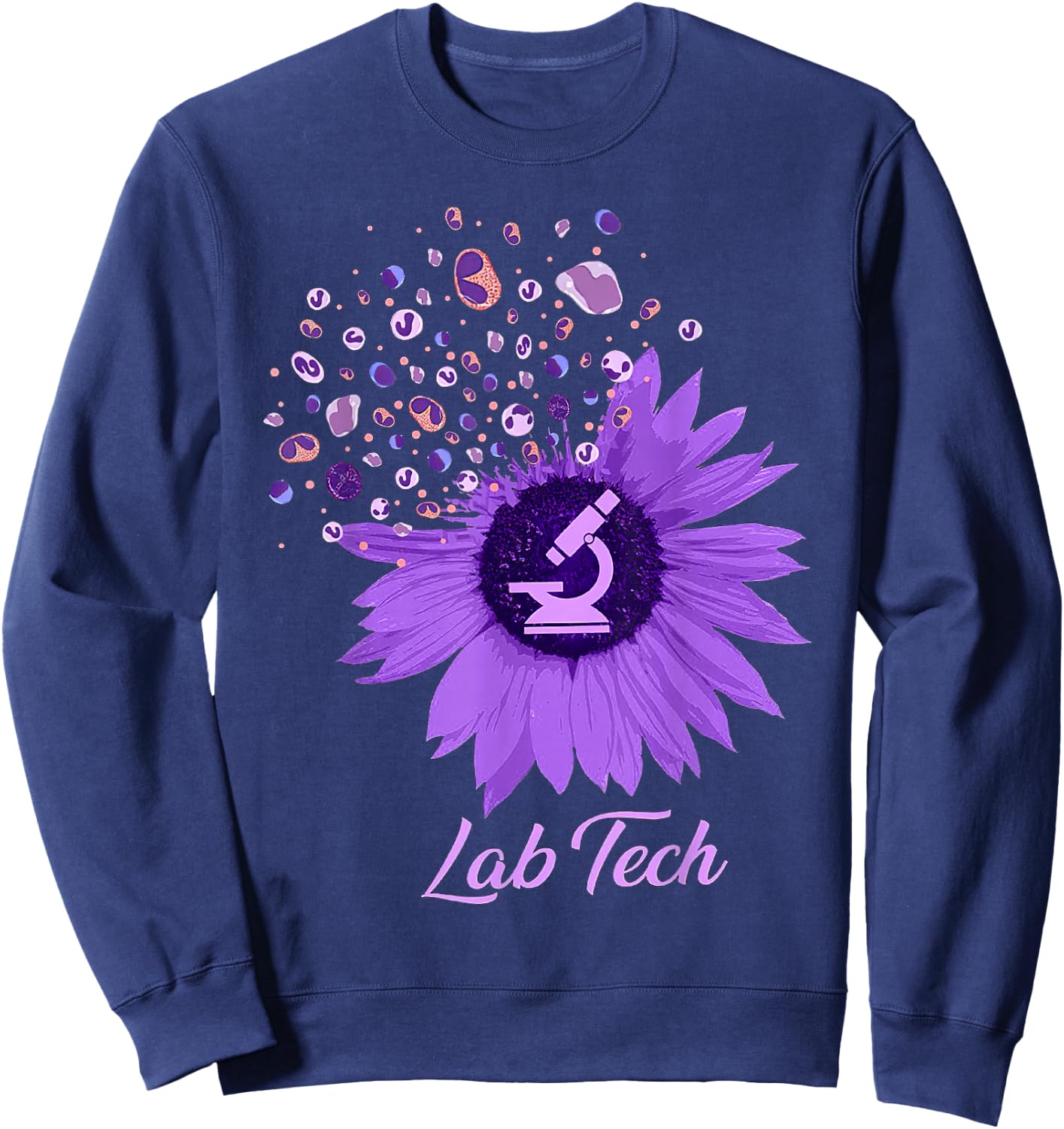 Lab Tech SunFlower Med Tech Funny Medical Technician Lab Sweatshirt - Sweatshirt | Navy