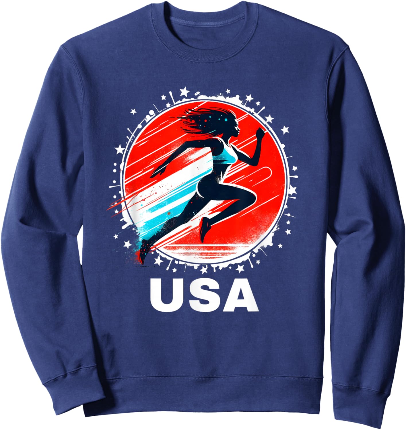 Track and Field Shirt Track & Field Apparel Run USA Sweatshirt - Sweatshirt | Navy