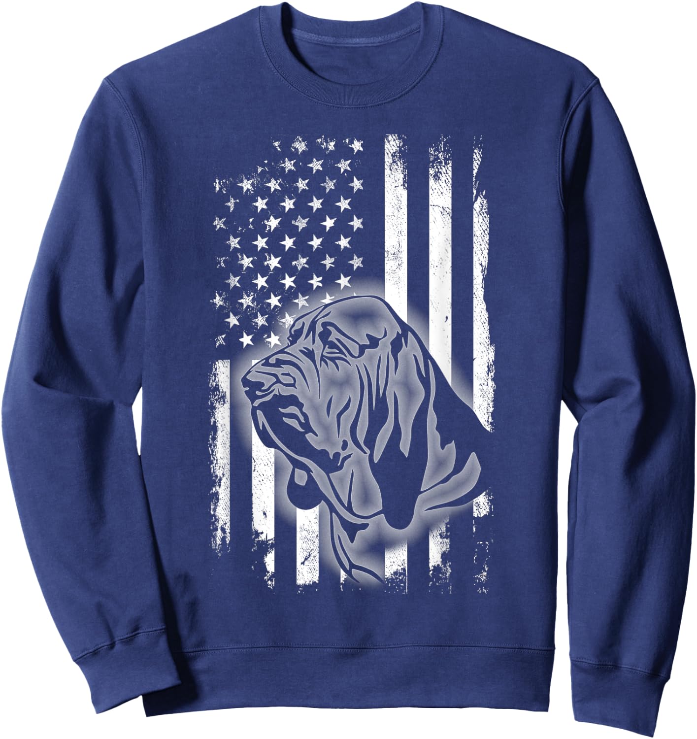 Bloodhound American Flag Cool USA Patriotic Dog Lover Gift Sweatshirt - Sweatshirt | Navy