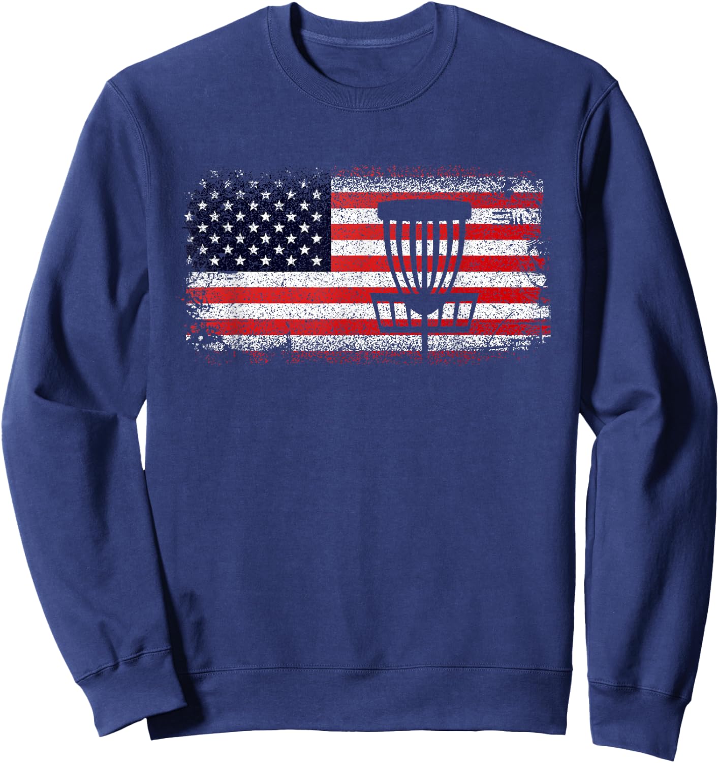 Disc Golf American Flag - Red White and Blue Women Kids Men Sweatshirt - Sweatshirt | Navy