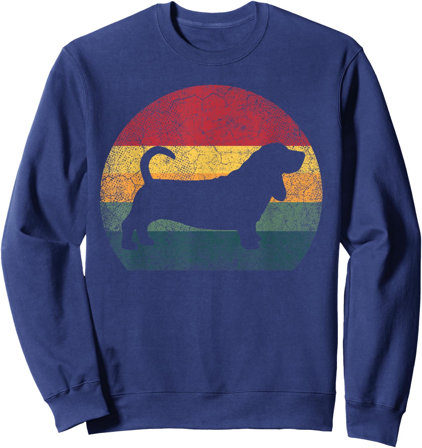 Basset Hound Dog Vintage Distressed Retro Style Men Women Sweatshirt - Sweatshirt | Navy