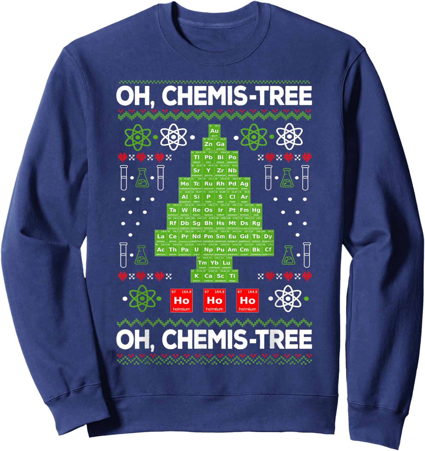 Periodic Table Tree Oh Chemistree Fun Chemistry Teacher Xmas Men Women Kids Sweatshirt - Sweatshirt | Navy