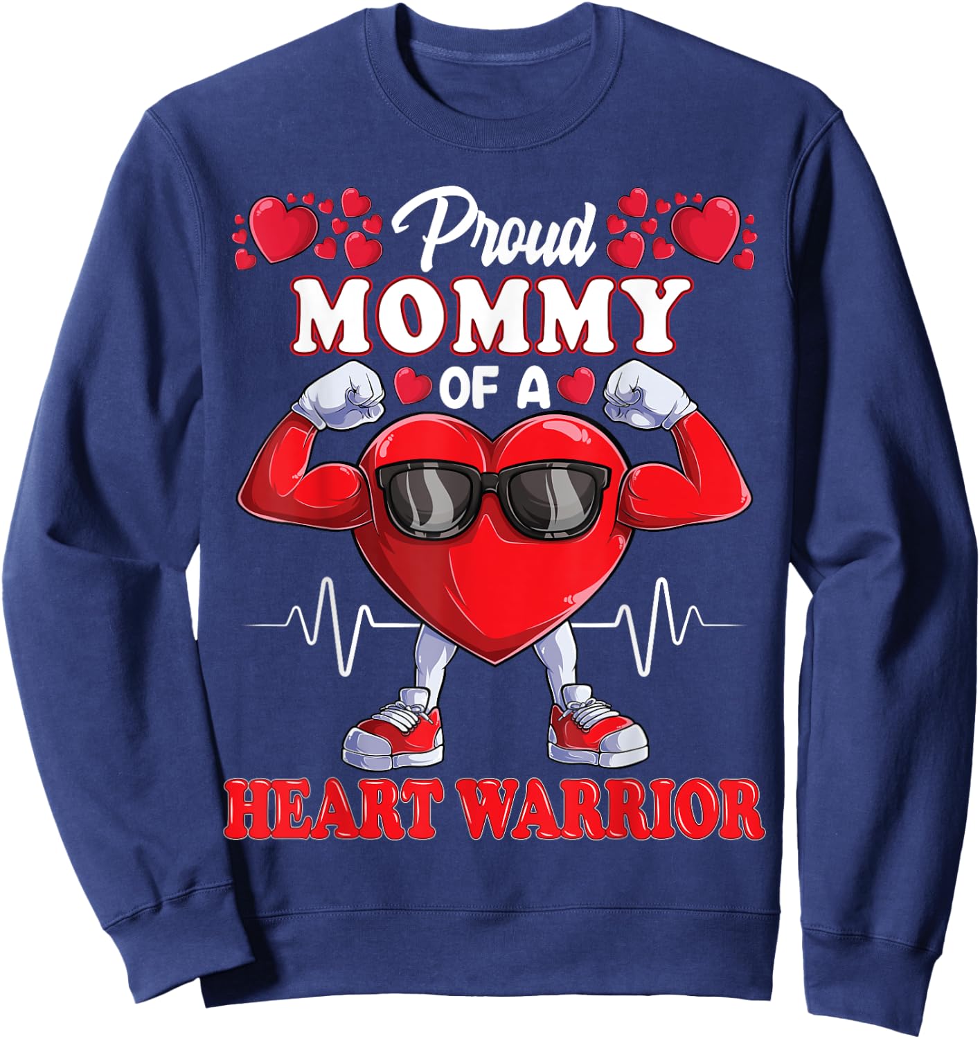 Proud Mommy of a Heart Warrior CHD Awareness Sweatshirt - Sweatshirt | Navy