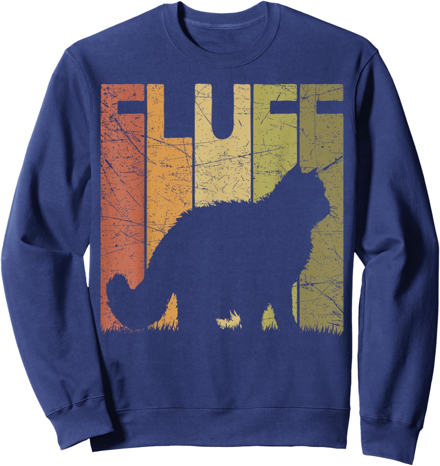 Cat Fluff Vintage Cat Lover Retro Cat Silhouette Sweatshirt - Sweatshirt | Navy