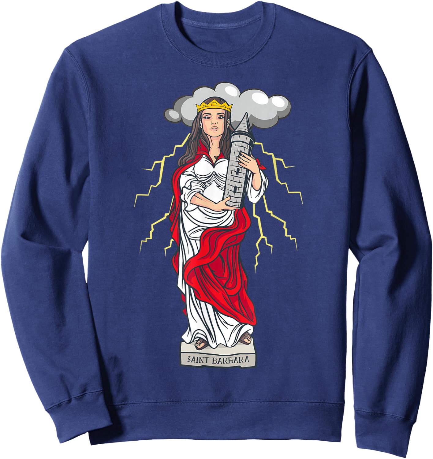 St Barbara Catholic Saint Lightning Storms Sweatshirt - Sweatshirt | Navy