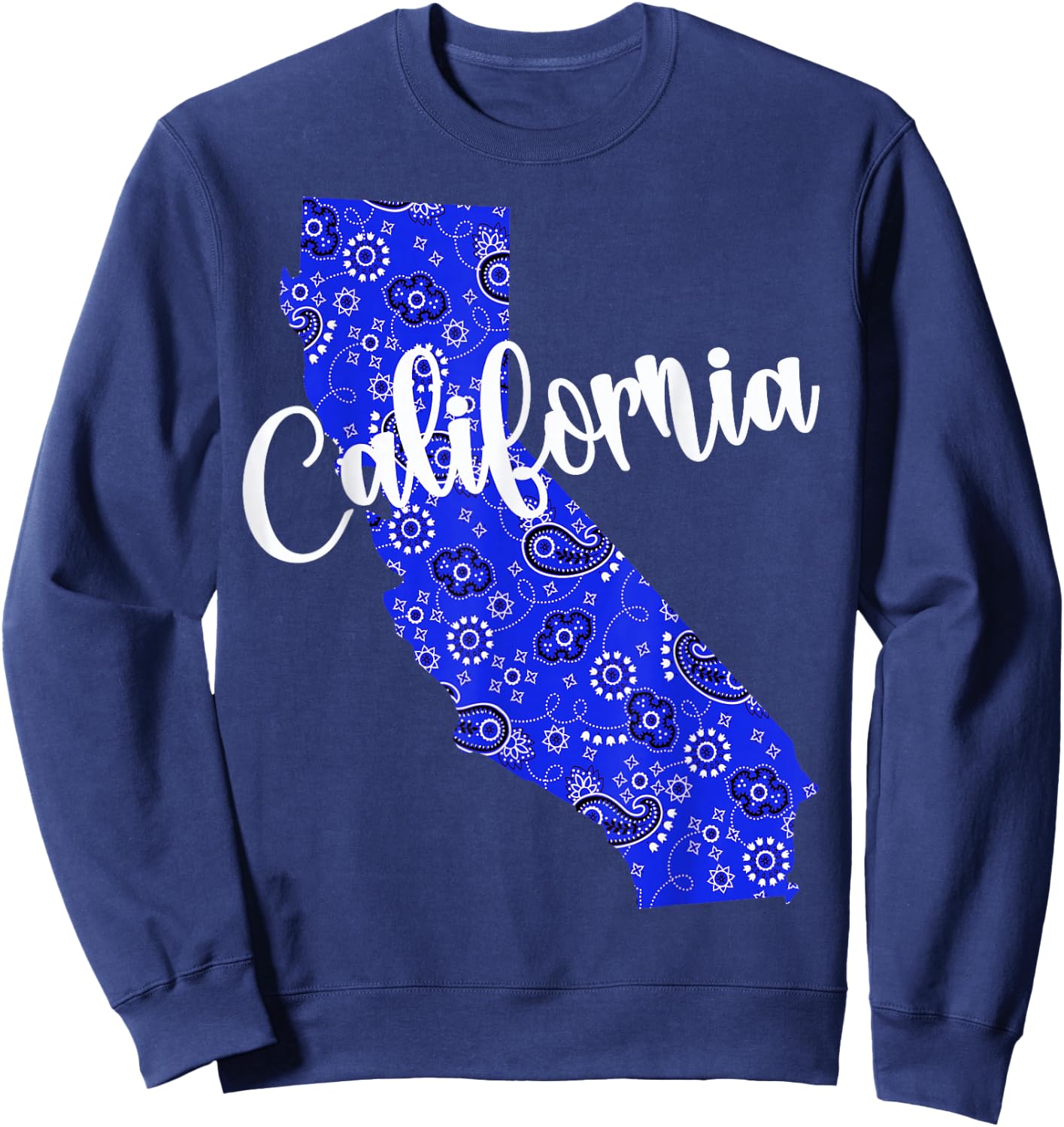 Bandana California Blue Bandanna Pattern State Pride Sweatshirt - Sweatshirt | Navy