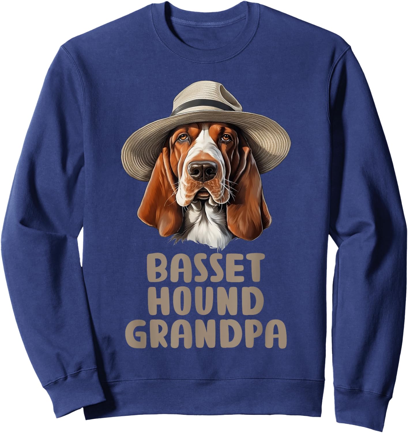 Basset Hound Grandpa Dog Lover Gift Funny Basset Hound Owner Sweatshirt - Sweatshirt | Navy