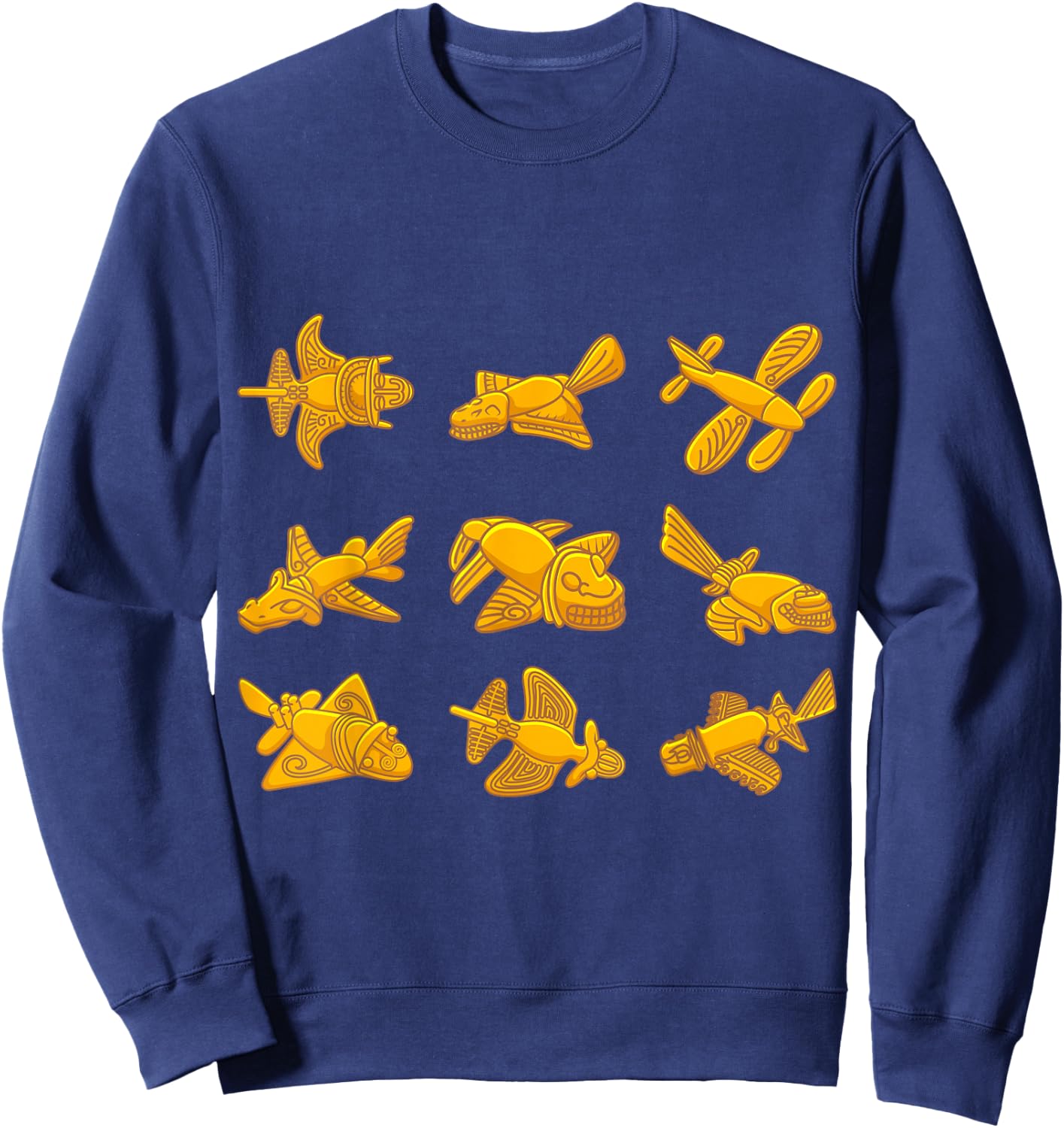 QUIMBAYA PLANE Ancient Alien Theory Quimbaya Artifact Sweatshirt - Sweatshirt | Navy