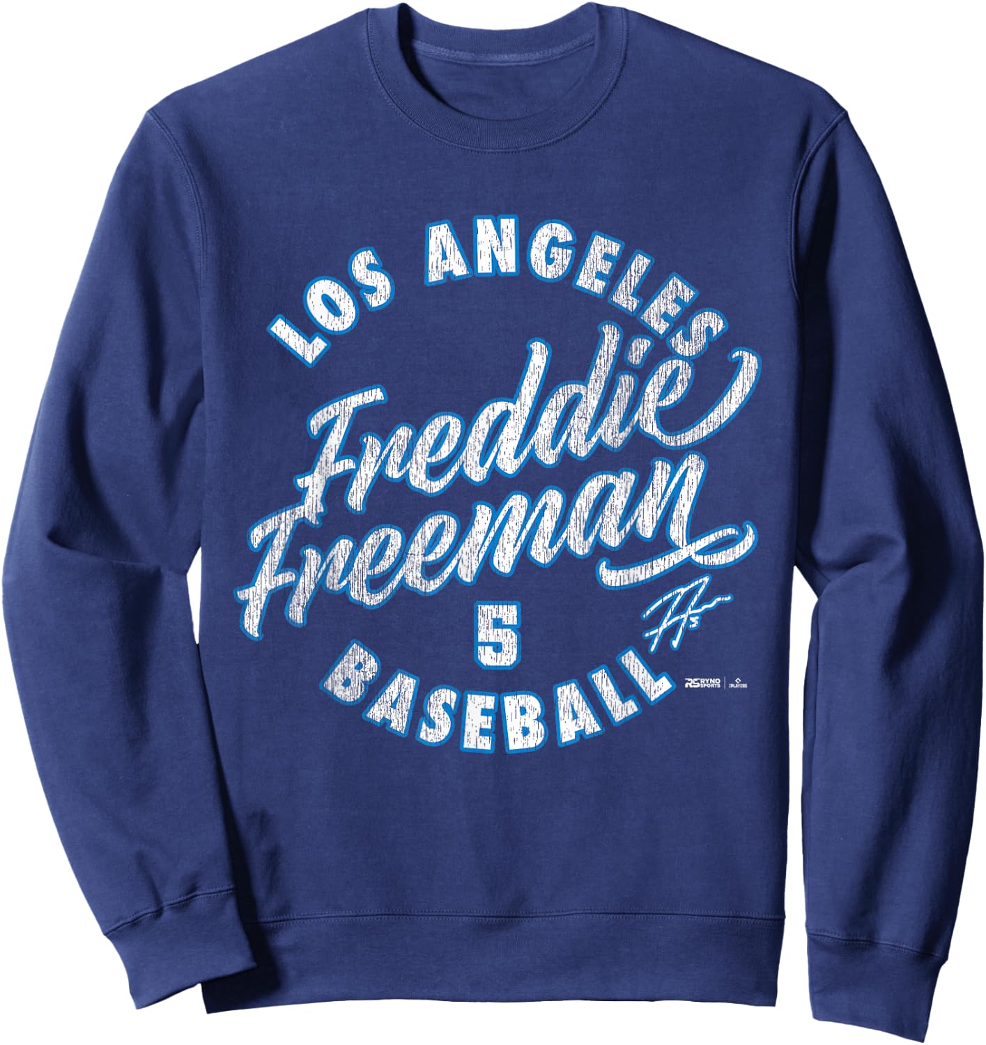 Freddie Freeman Los Angeles Baseball Vintage Cursive MLBPA Sweatshirt - Sweatshirt | Navy