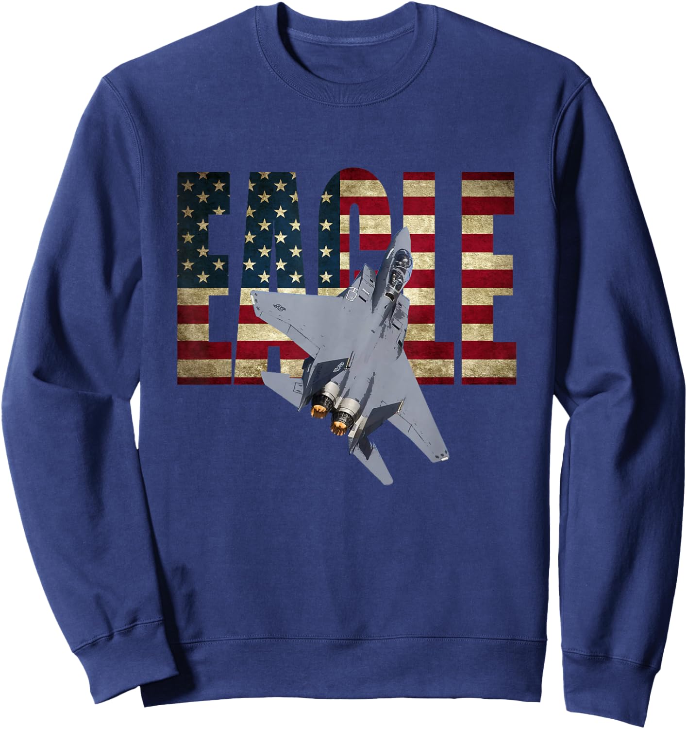 F-15 Eagle US American Flag Sweatshirt - Sweatshirt | Navy