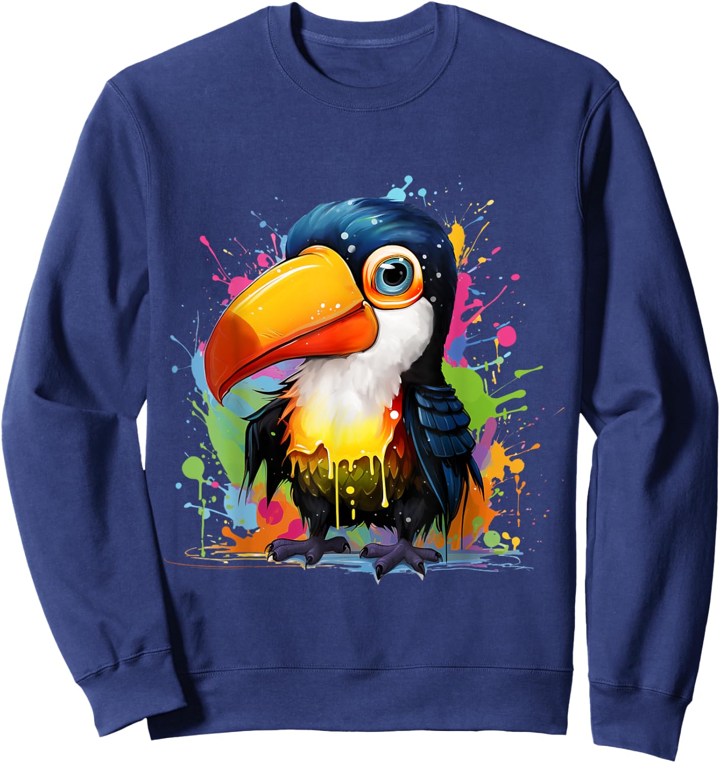 Small toucan with colorful splashes of paint Sweatshirt - Sweatshirt | Navy
