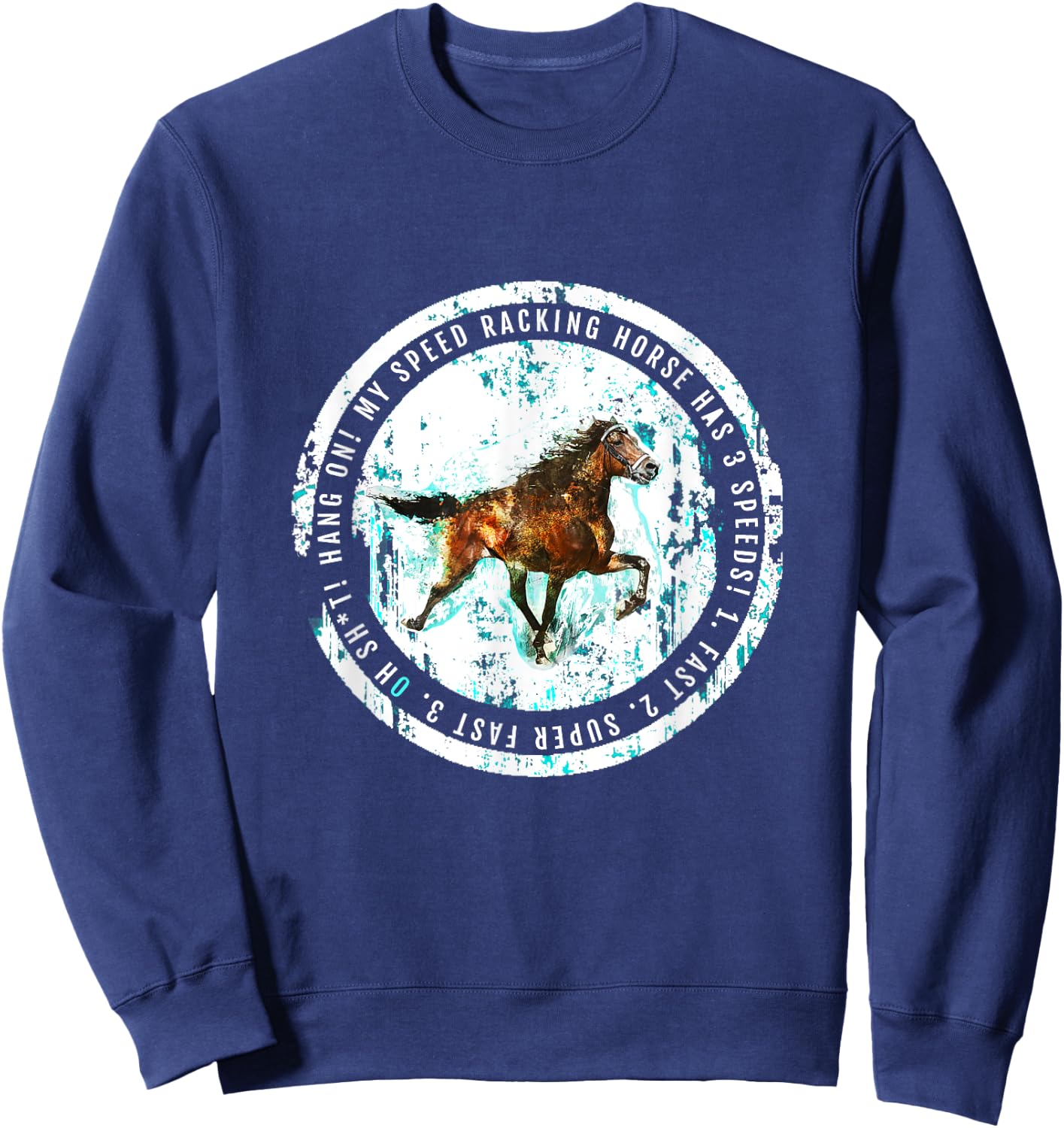 TrailRide Singlefoot Standardbred Rowdy Horse Sweatshirt - Sweatshirt | Navy
