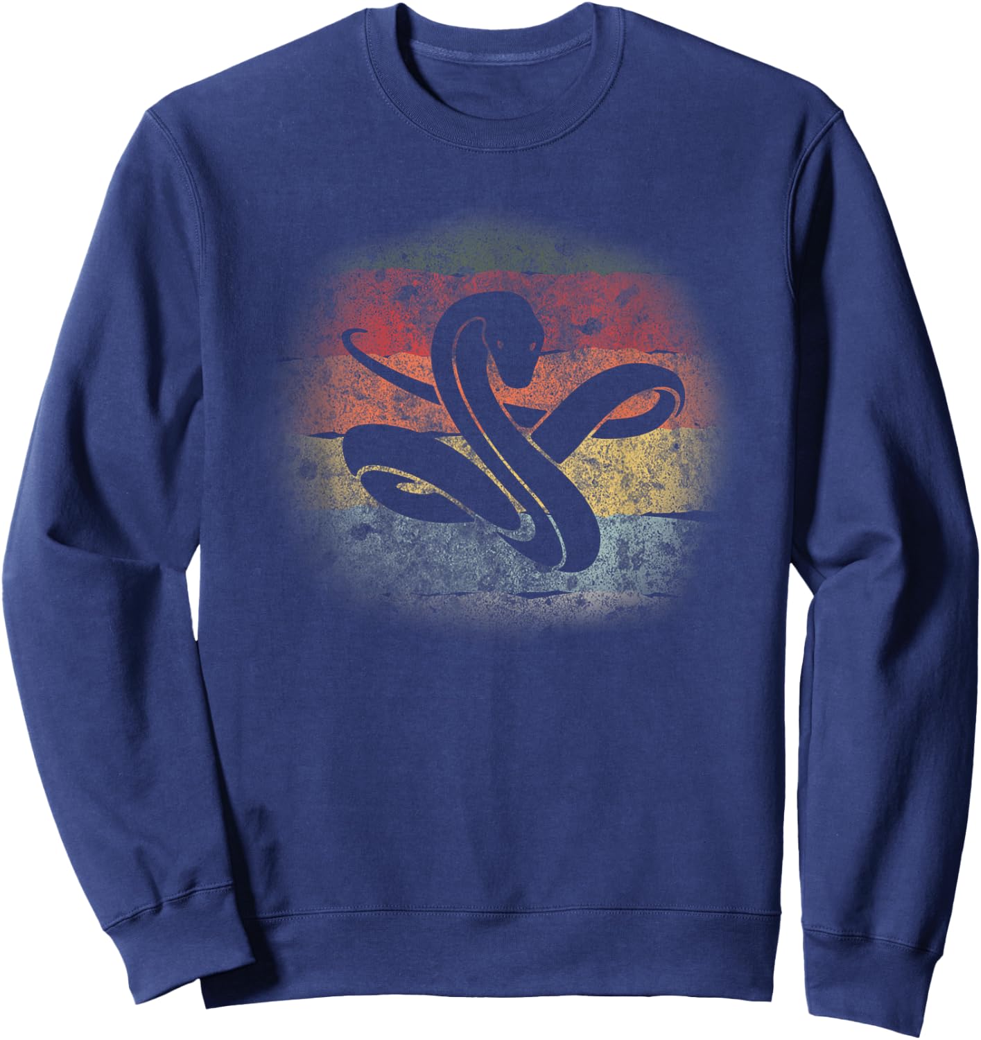 Snake Silhouette Retro 70s 80s Viper Phyton Animal Reptile Sweatshirt - Sweatshirt | Navy