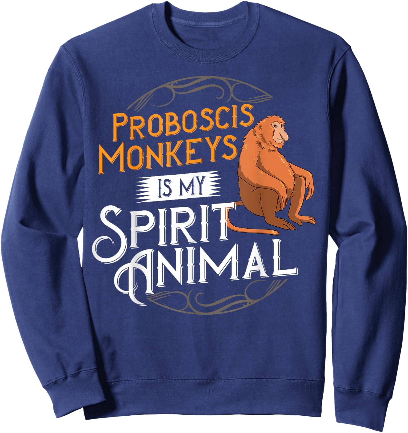 Proboscis Monkey Funny Long Nosed Monkeys Sweatshirt - Sweatshirt | Navy