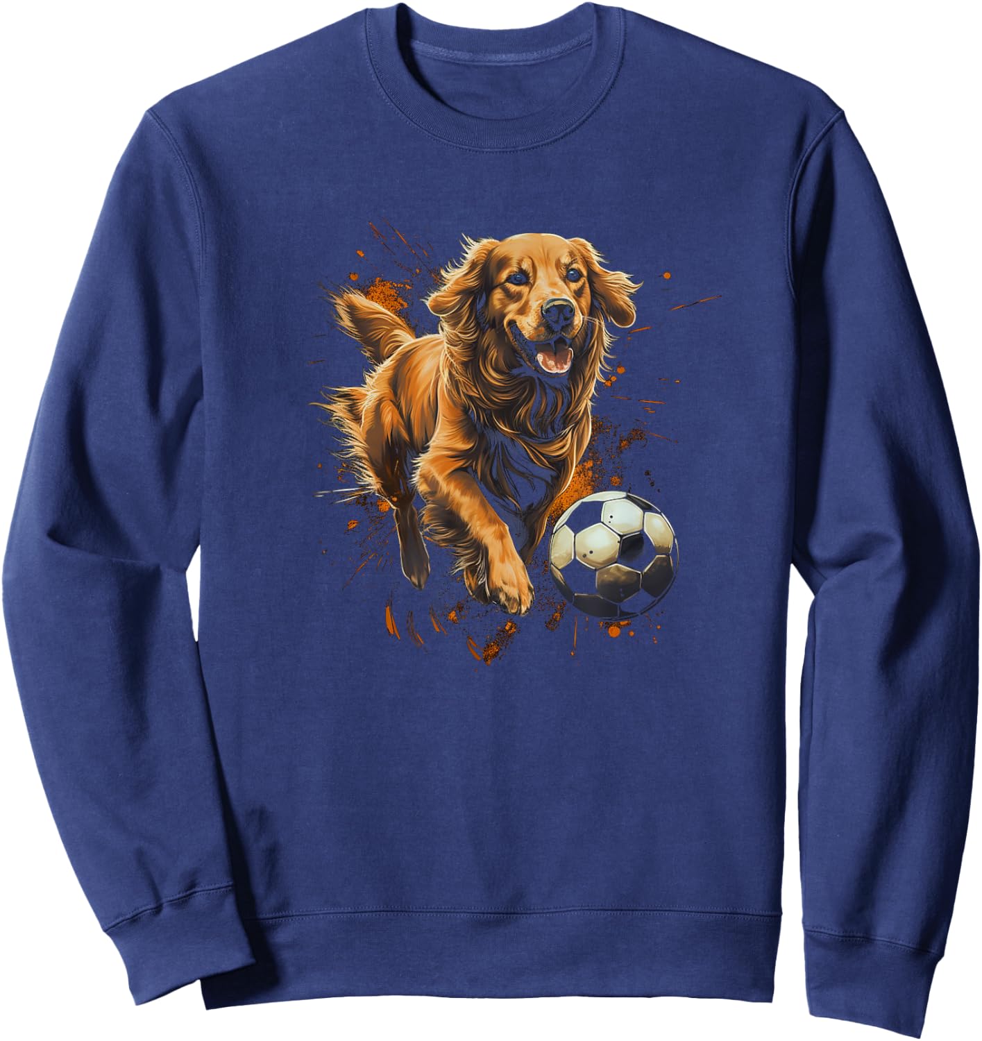 Golden Retriever Playing Soccer Sweatshirt - Sweatshirt | Navy
