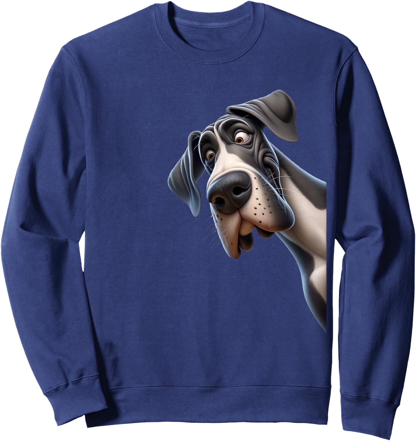 Goofy Giant Adorable Large Gentle Dog Lover Great Dane Sweatshirt - Sweatshirt | Navy