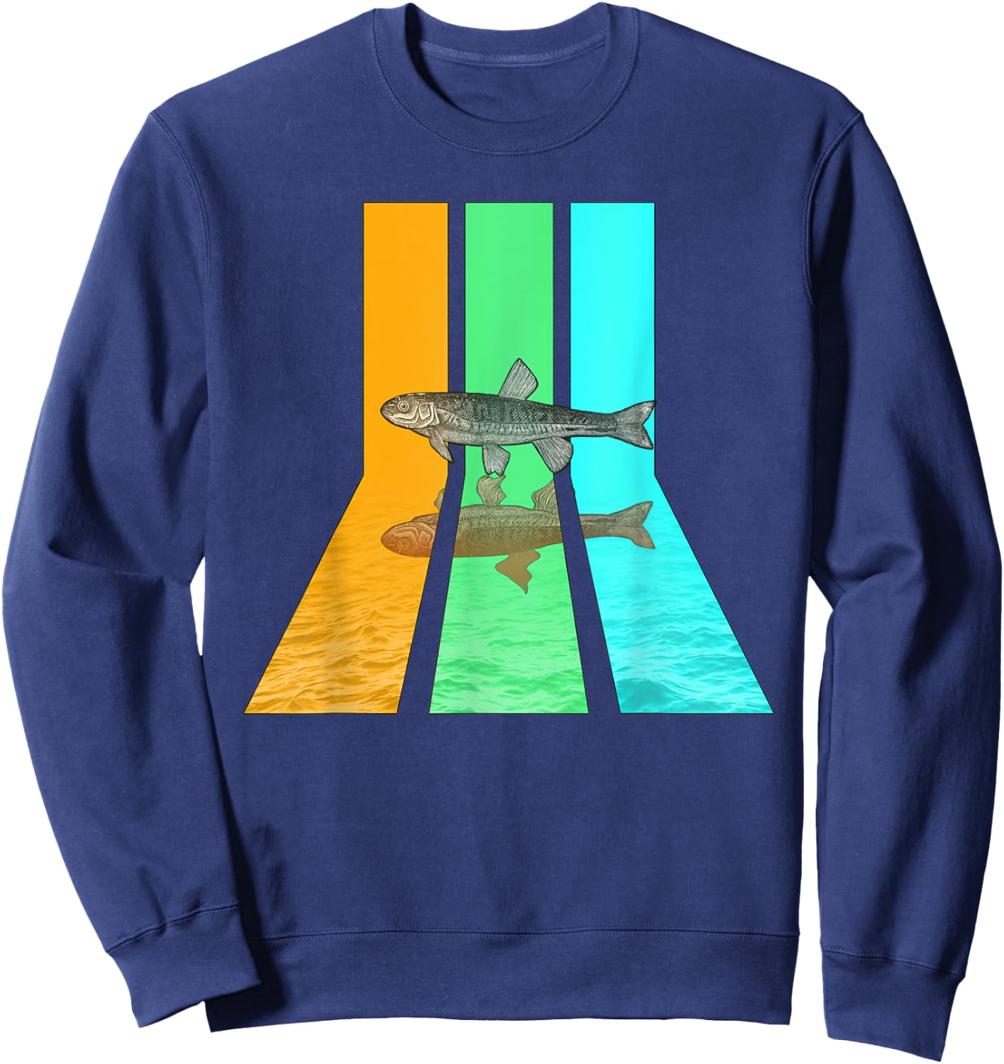 Retro 80s Vintage Style Minnow Sweatshirt - Sweatshirt | Navy