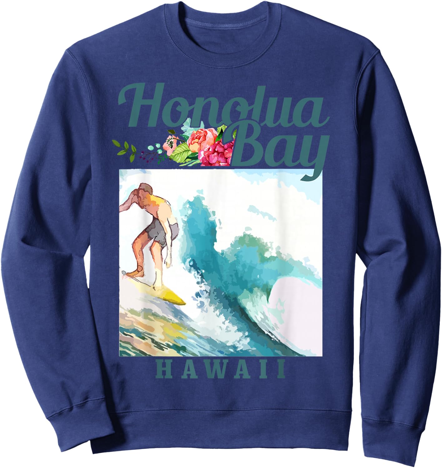 Honolua Bay Hawaii Surfing Hawaiian Surf Vintage Surfer Sweatshirt - Sweatshirt | Navy